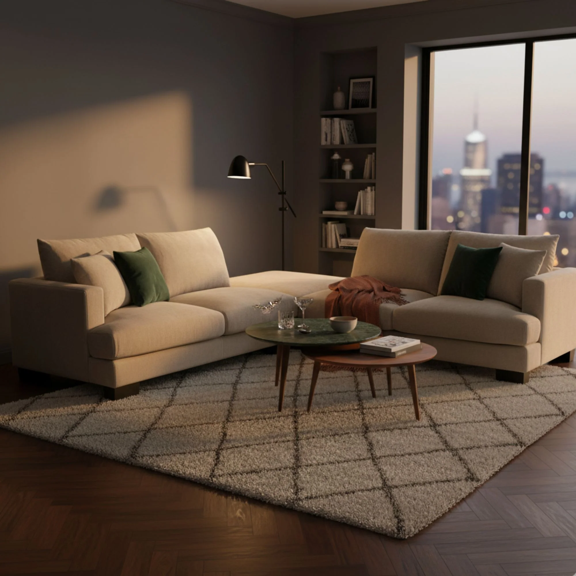 Nordic 5 Seater Modular Corner Sofa Lounge Ottoman Chaise Beige - Image 4