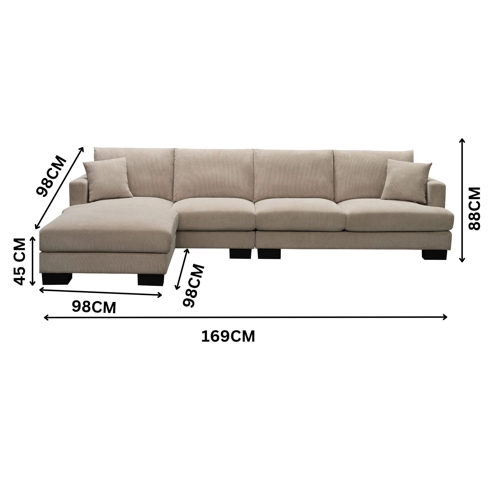 Nordic 5 Seater Modular Corner Sofa Lounge Ottoman Chaise Beige - Image 5