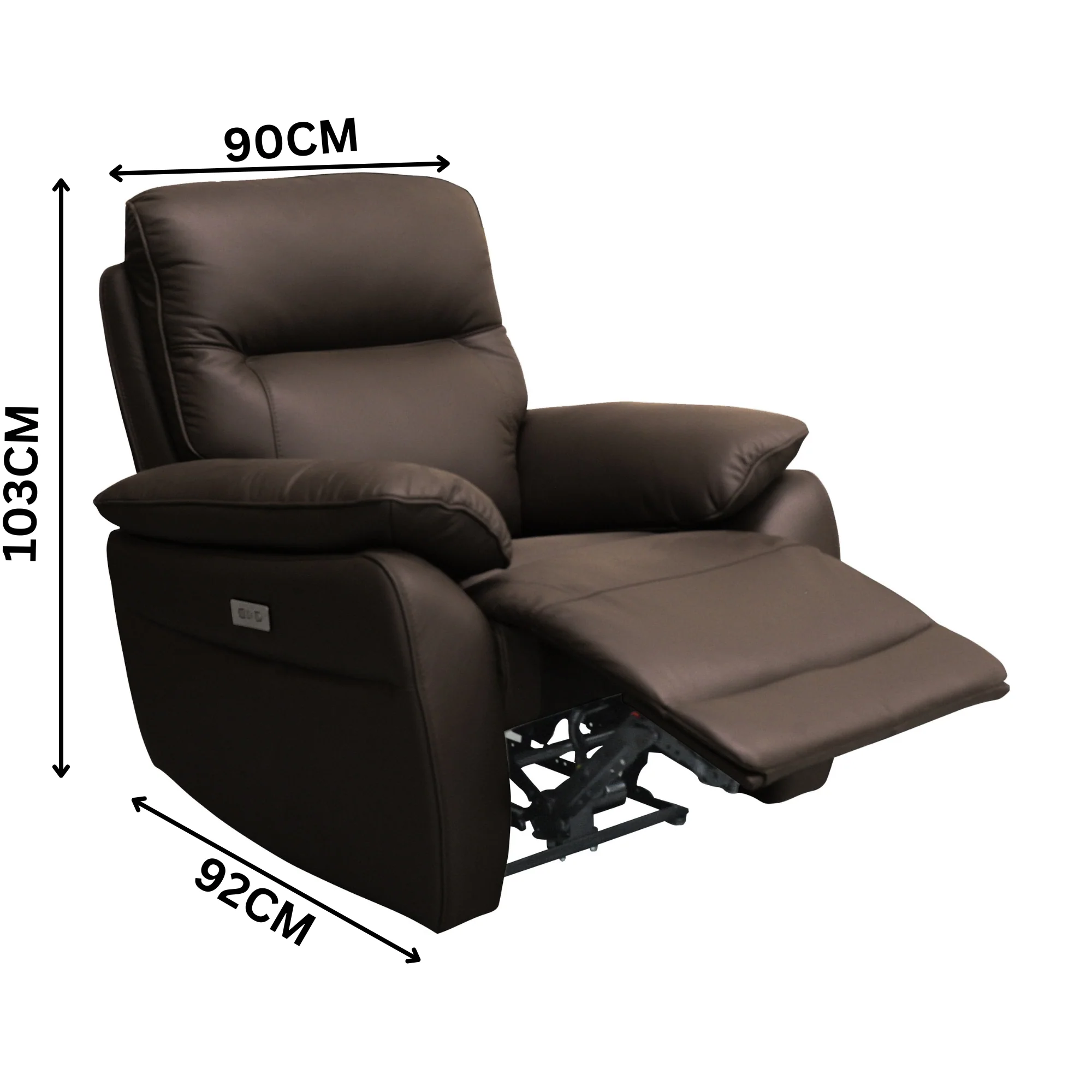 North Star 1+1+3 Seater Electric Power Genuine Leather Recliner Sofa Lounge Chocolate - Image 4