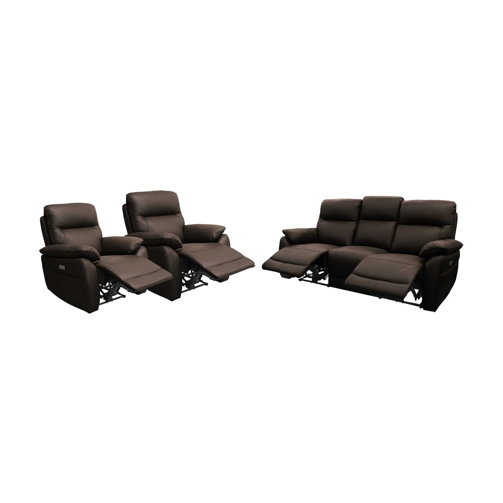 North Star 1+1+3 Seater Electric Power Genuine Leather Recliner Sofa Lounge Chocolate - Image 6