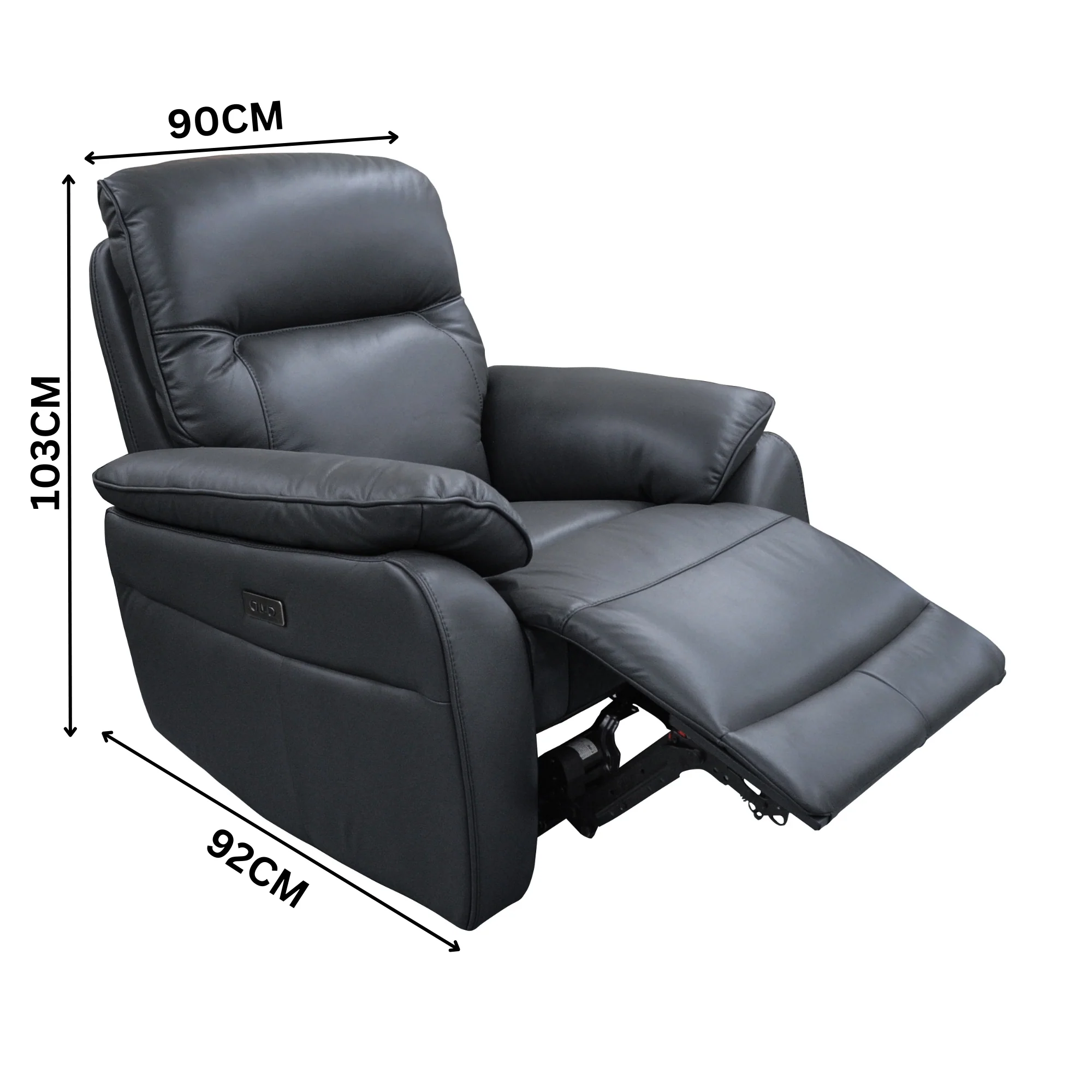 North Star 1+1+3 Seater Electric Power Genuine Leather Recliner Sofa Lounge Graphite Grey - Image 4