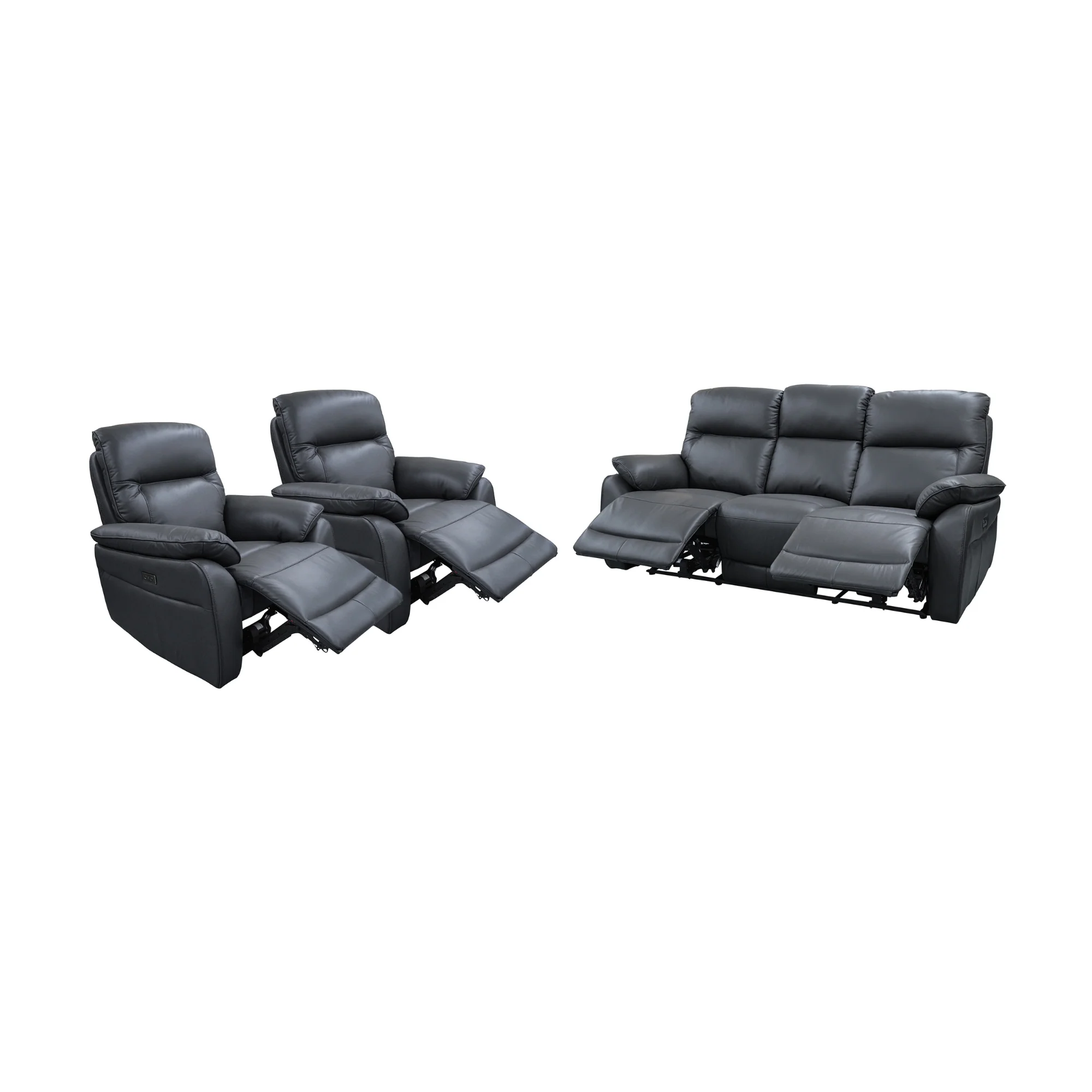 North Star 1+1+3 Seater Electric Power Genuine Leather Recliner Sofa Lounge Graphite Grey - Image 7
