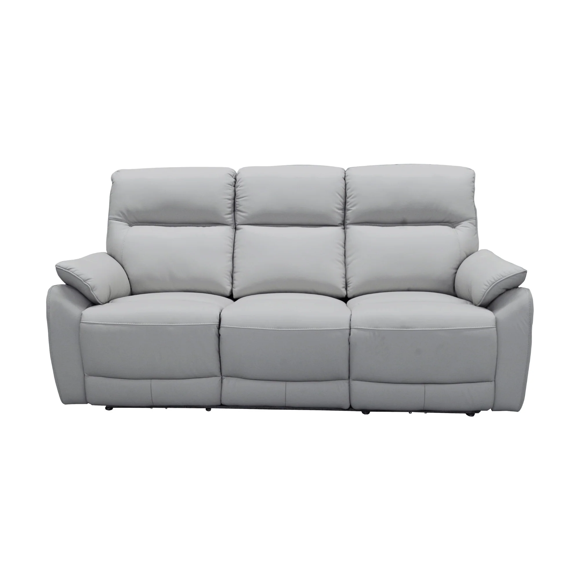 North Star 1+1+3 Seater Electric Power Genuine Leather Recliner Sofa Lounge Silver - Image 5