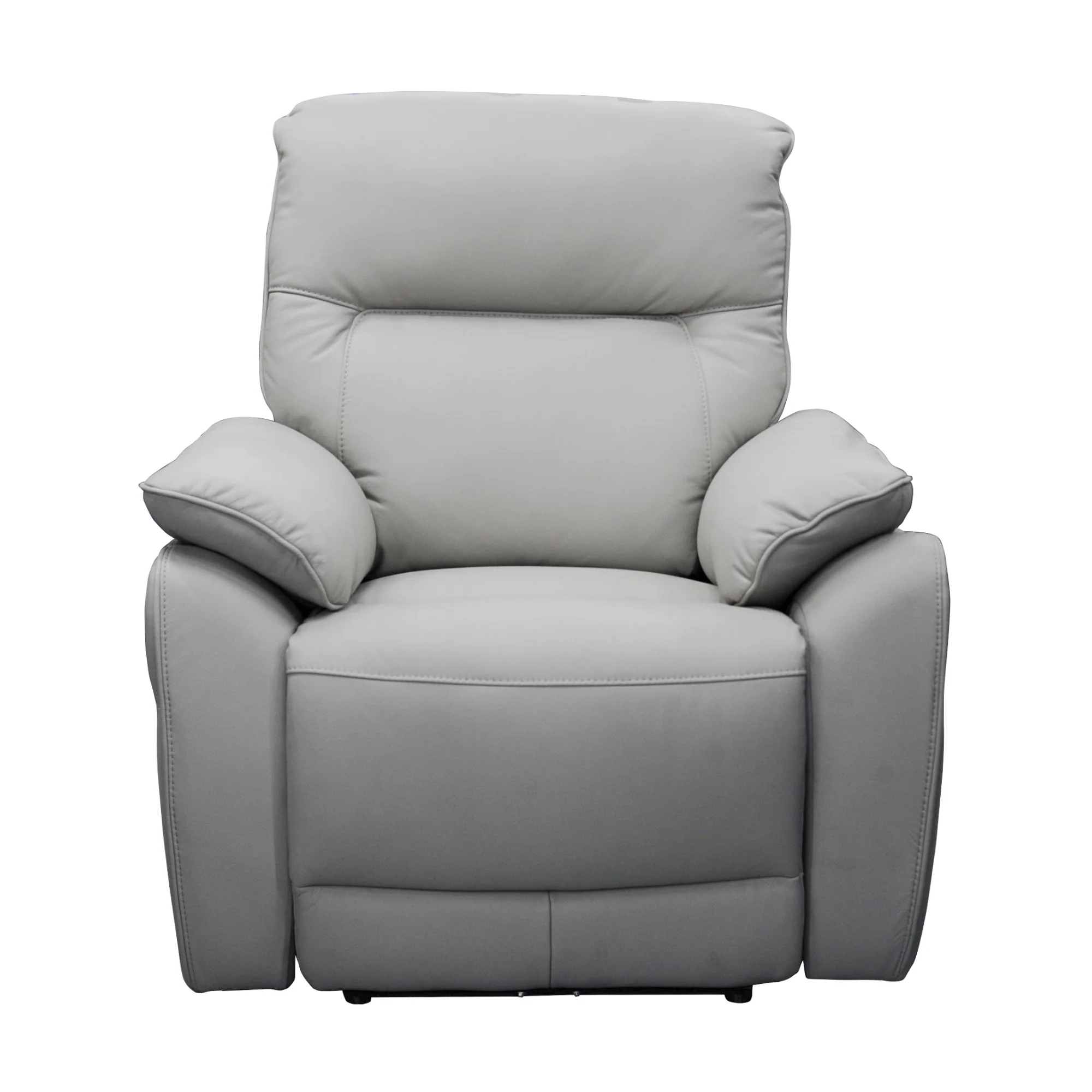 North Star 1+1+3 Seater Electric Power Genuine Leather Recliner Sofa Lounge Silver - Image 6