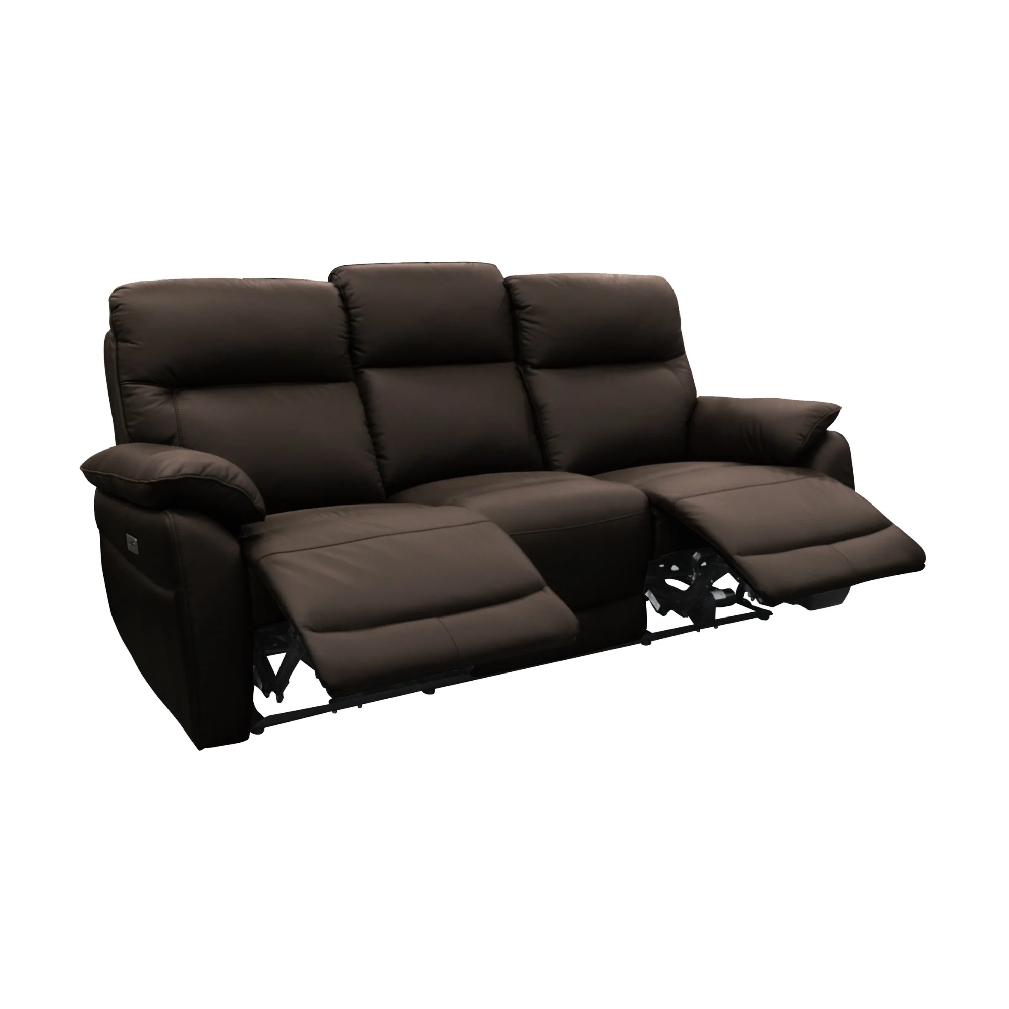 North Star 3 Seater Electric Power Genuine Leather Recliner Sofa Lounge Chocolate - Image 4