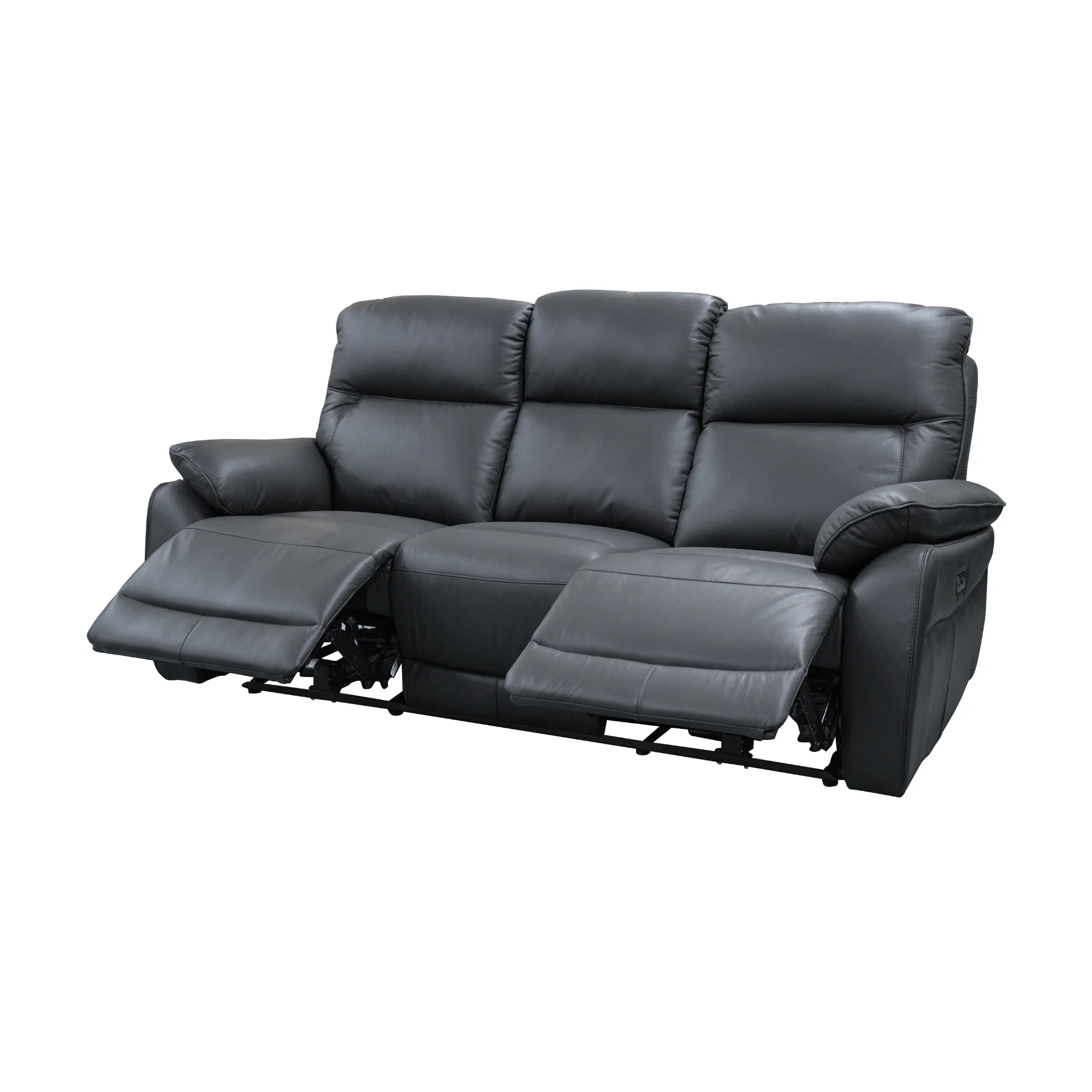 North Star 3 Seater Electric Power Genuine Leather Recliner Sofa Lounge Graphite Grey - Image 4