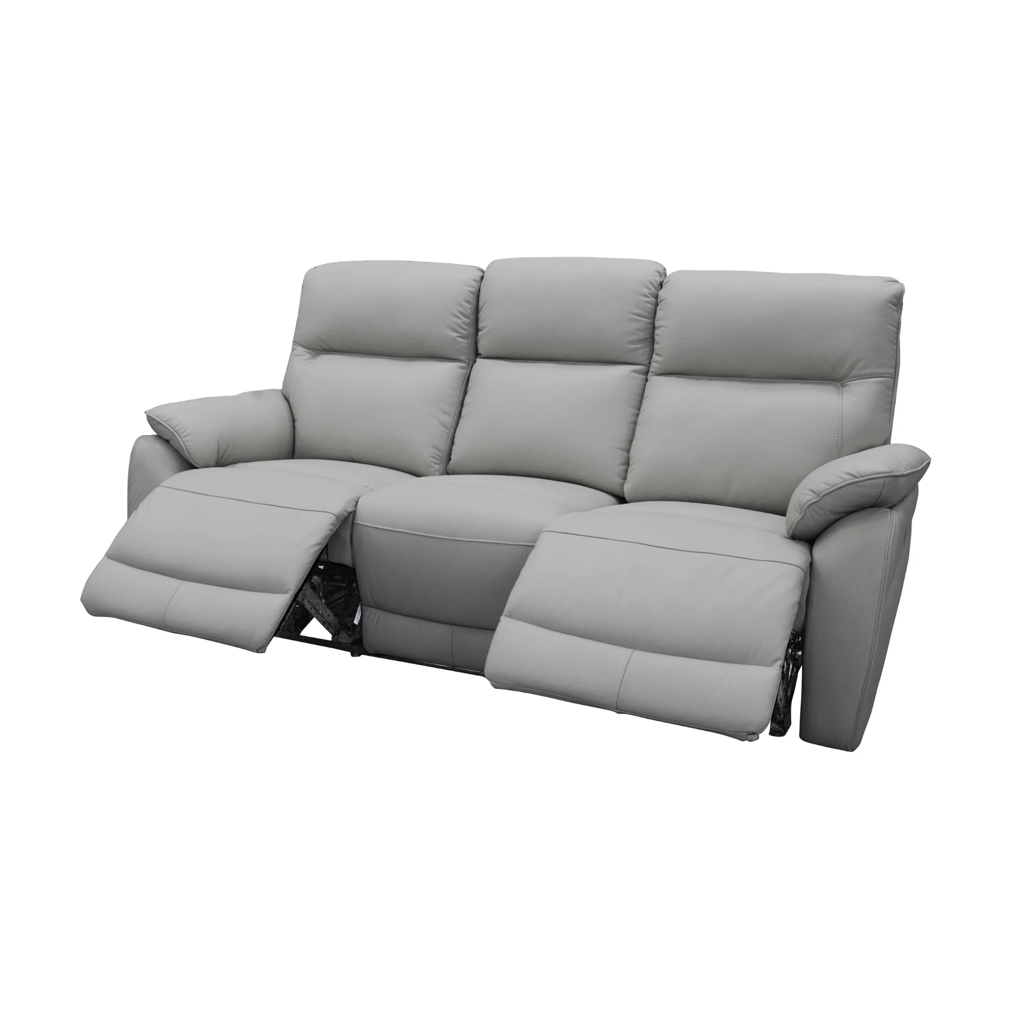 North Star 3 Seater Electric Power Genuine Leather Recliner Sofa Lounge Silver - Image 4