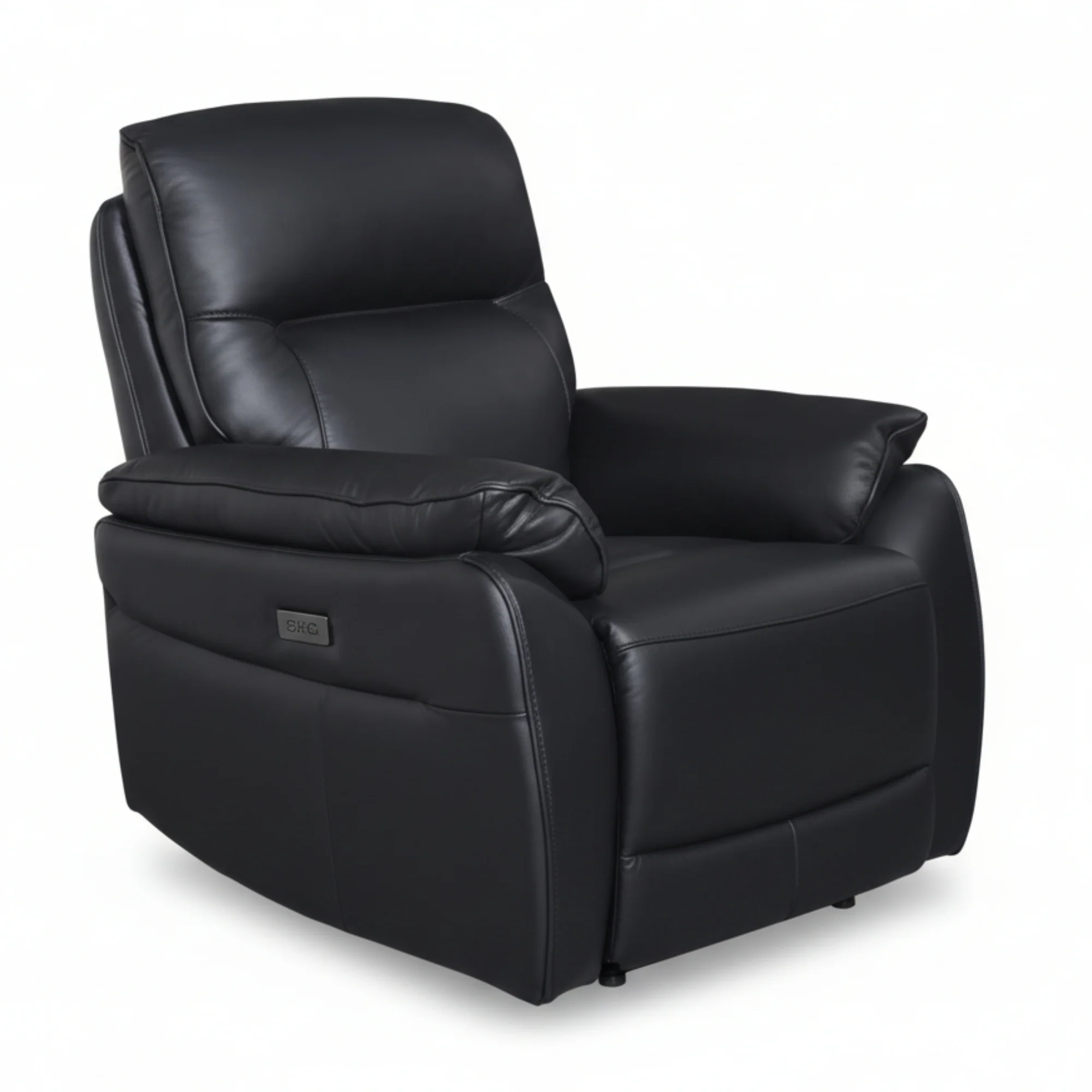 North Star Single Seater Electric Power Genuine Leather Recliner Sofa Lounge Black - Image 2