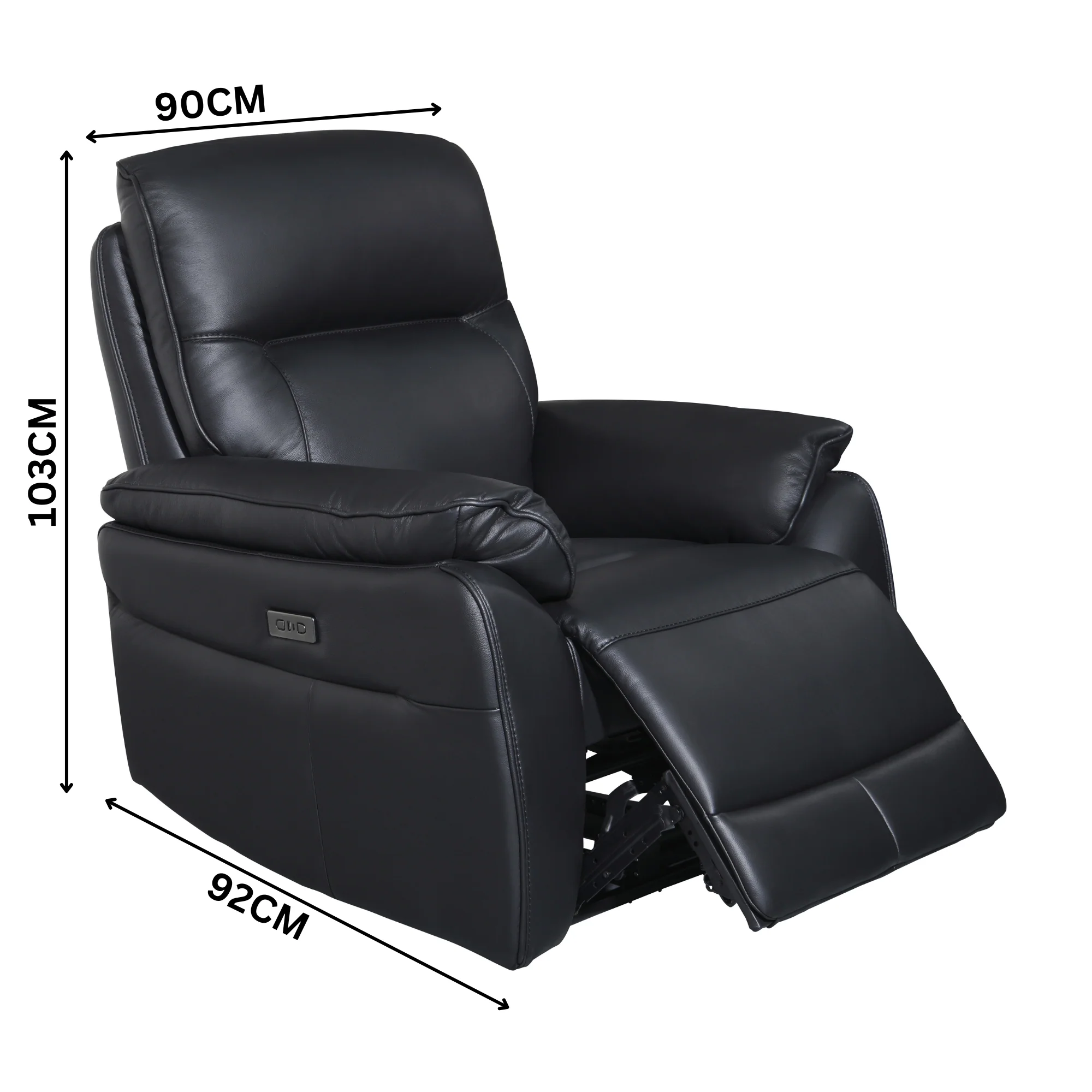 North Star Single Seater Electric Power Genuine Leather Recliner Sofa Lounge Black - Image 3