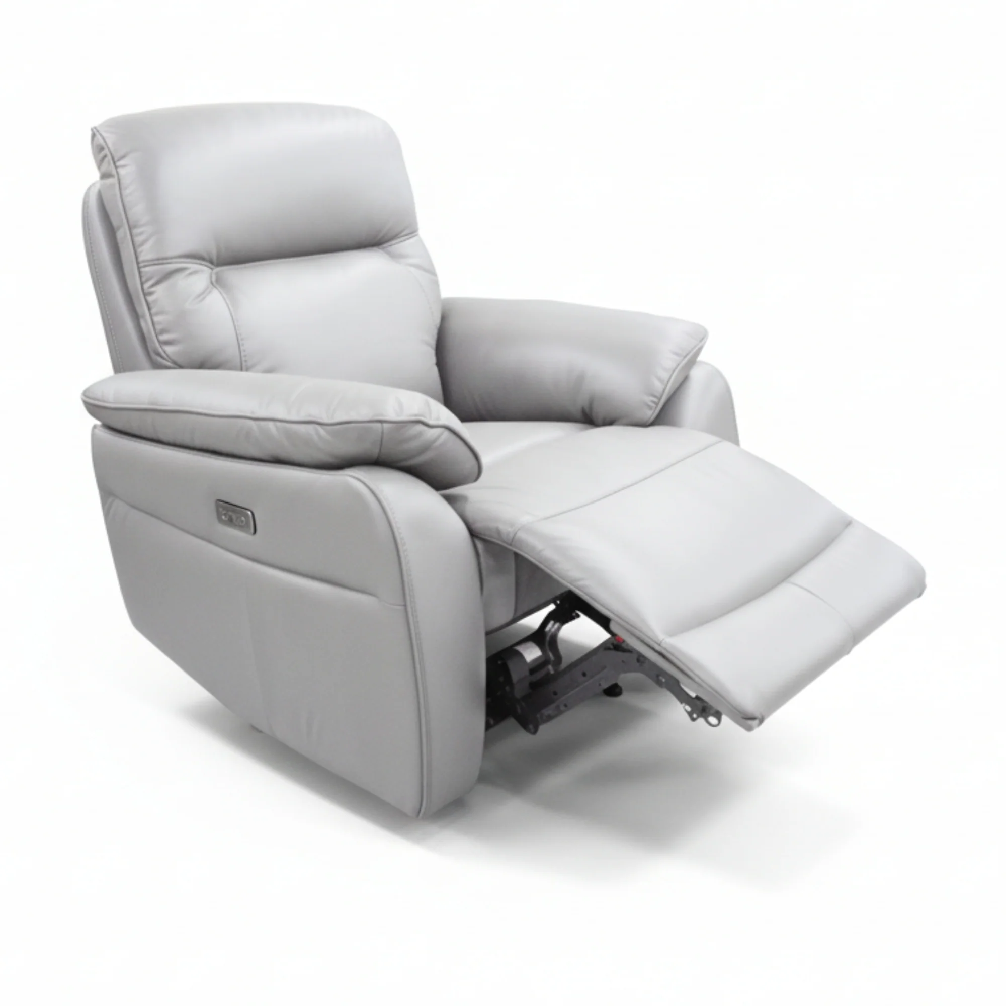 North Star Single Seater Electric Power Genuine Leather Recliner Sofa Lounge Silver - Image 2