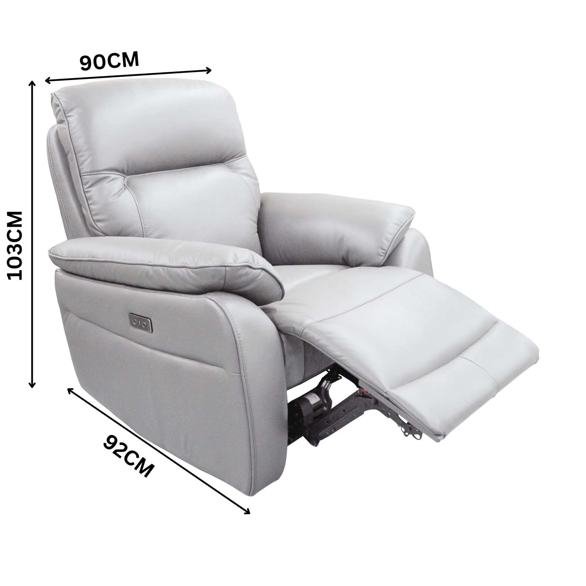 North Star Single Seater Electric Power Genuine Leather Recliner Sofa Lounge Silver - Image 3