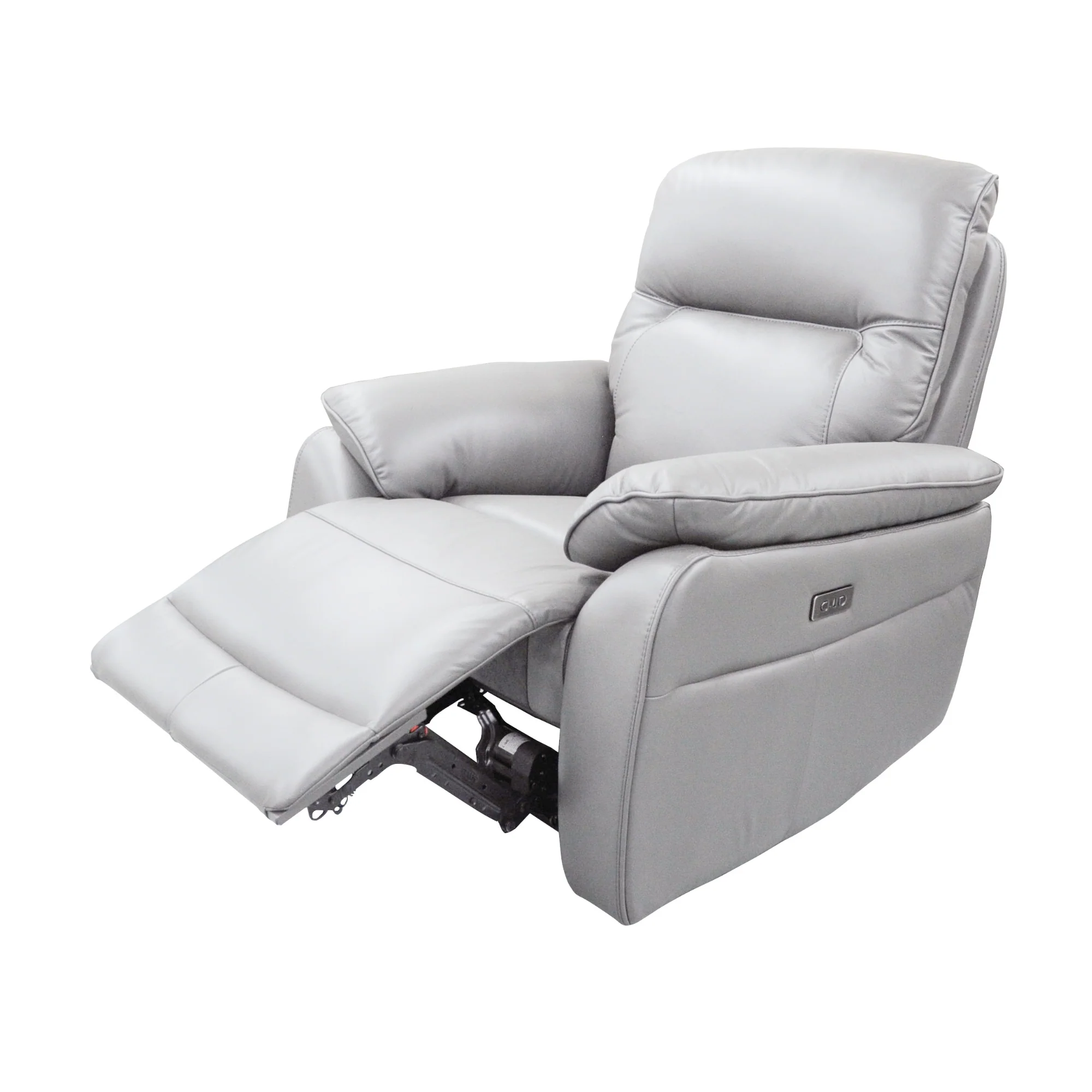 North Star Single Seater Electric Power Genuine Leather Recliner Sofa Lounge Silver - Image 5
