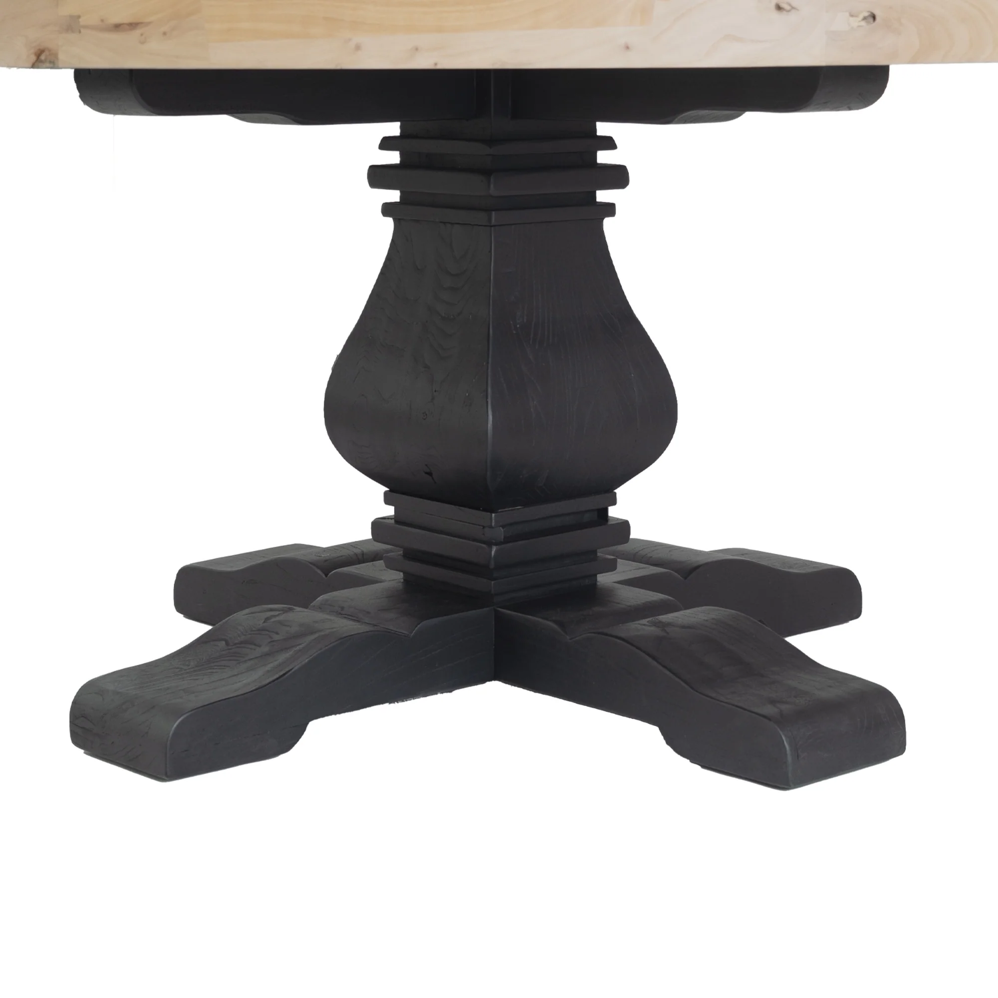 Olivia 160cm Round Dining Table Reclaimed Elm Wood Natural Black - Image 5