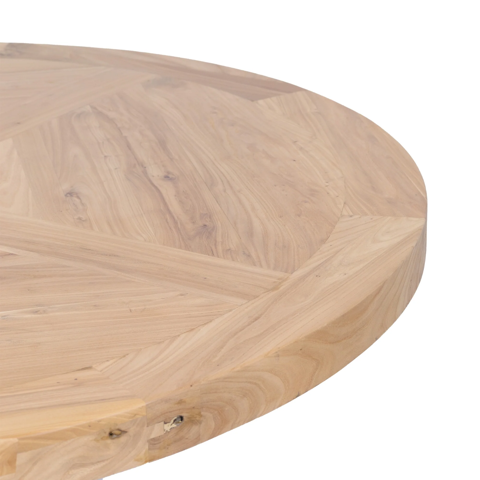 Olivia 160cm Round Dining Table Reclaimed Elm Wood Natural Black - Image 6