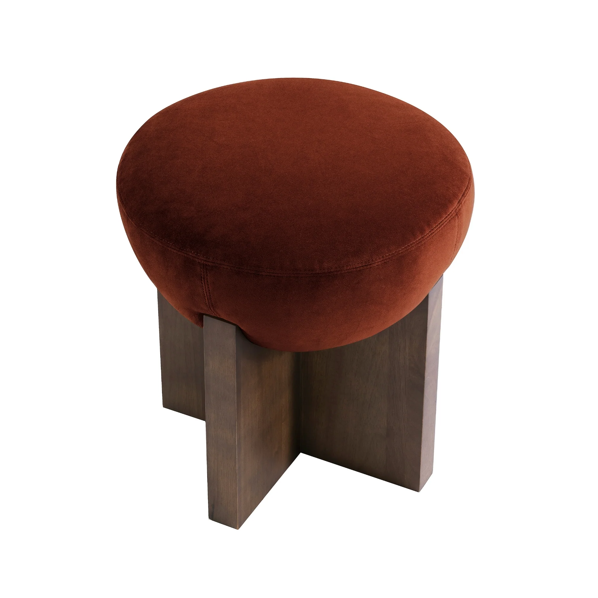 Olivia 44cm Velvet Ottoman Caramel - Image 3