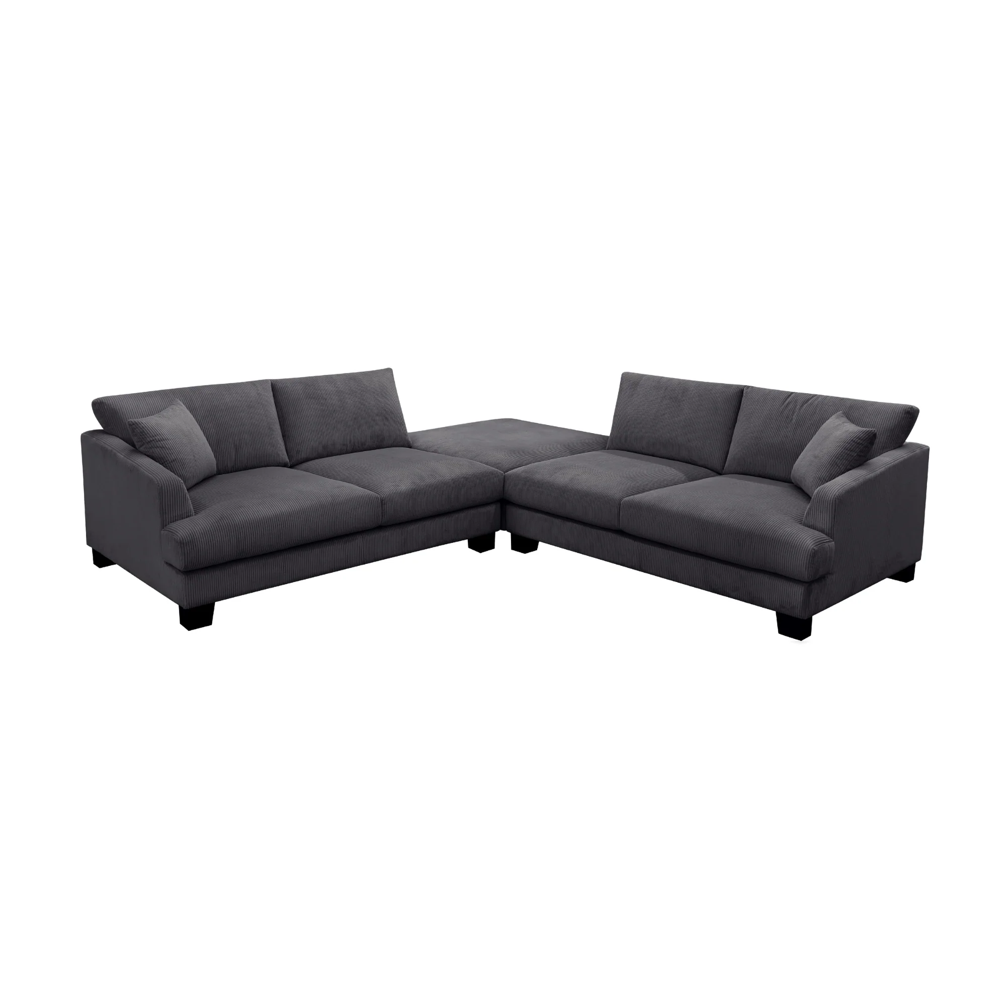 Orio 4 Seater Corner Sofa Lounge Ottoman Set Charcoal - Image 2