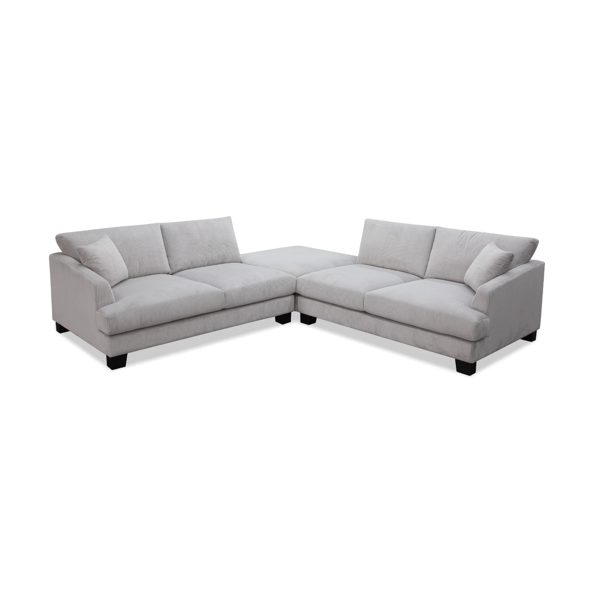 Orio 4 Seater Corner Sofa Lounge Ottoman Set Light Grey - Image 2