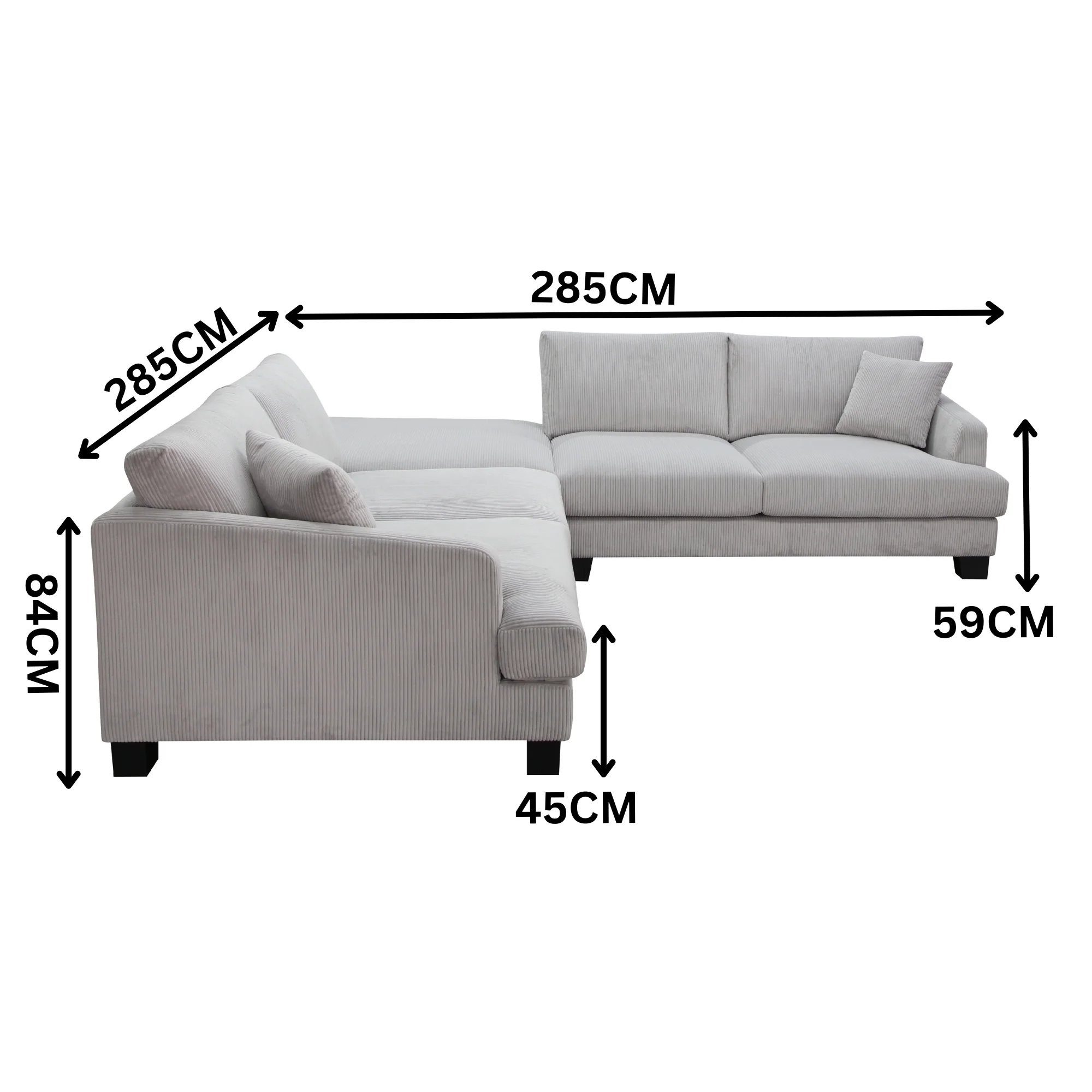 Orio 4 Seater Corner Sofa Lounge Ottoman Set Light Grey - Image 3