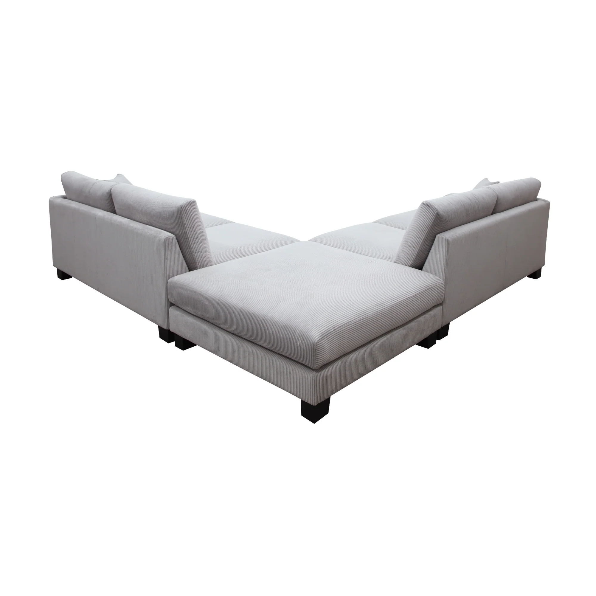 Orio 4 Seater Corner Sofa Lounge Ottoman Set Light Grey - Image 4