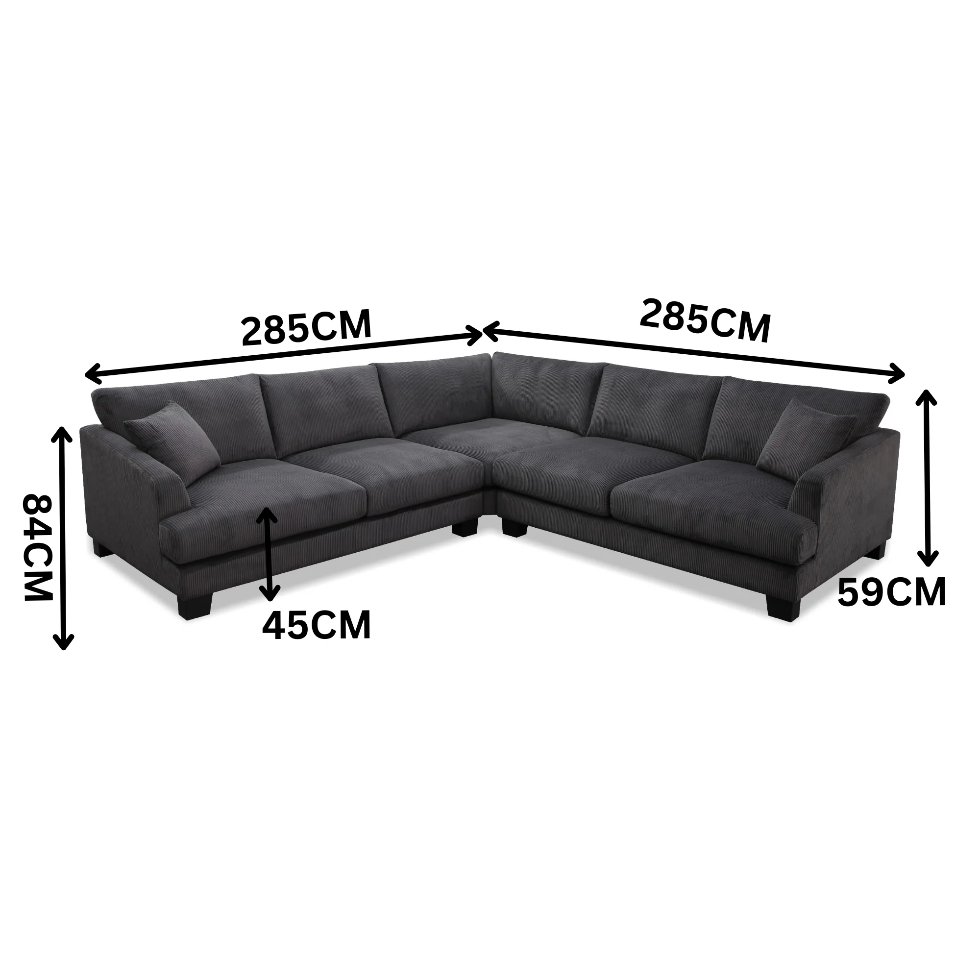 Orio 4 Seater Corner Sofa Lounge Set Charcoal - Image 3