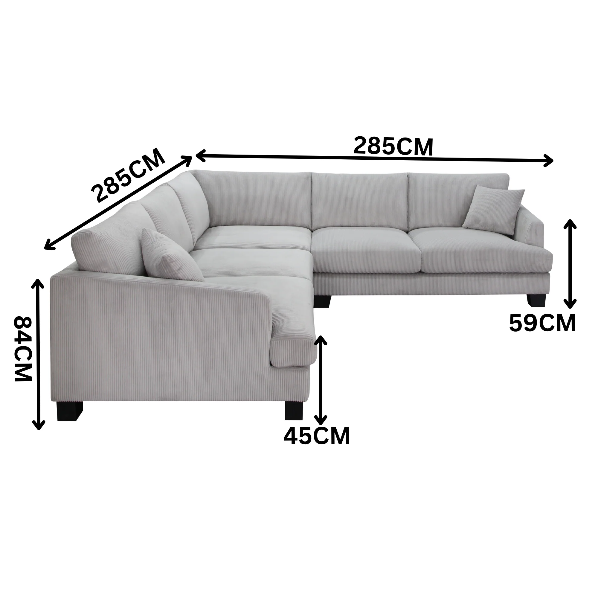 Orio 4 Seater Corner Sofa Lounge Set Light Grey - Image 3