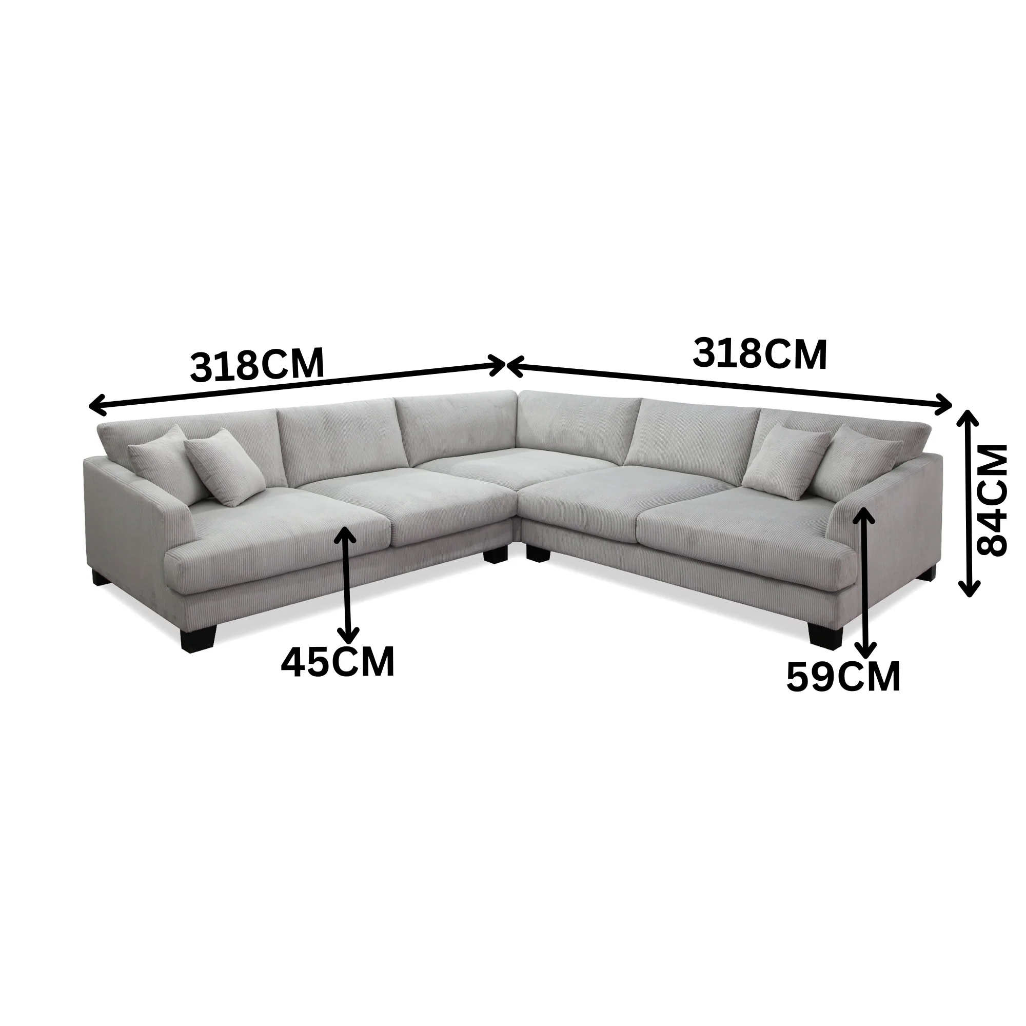 Orio 4 XL Seater Corner Sofa Lounge Set Light Grey - Image 3