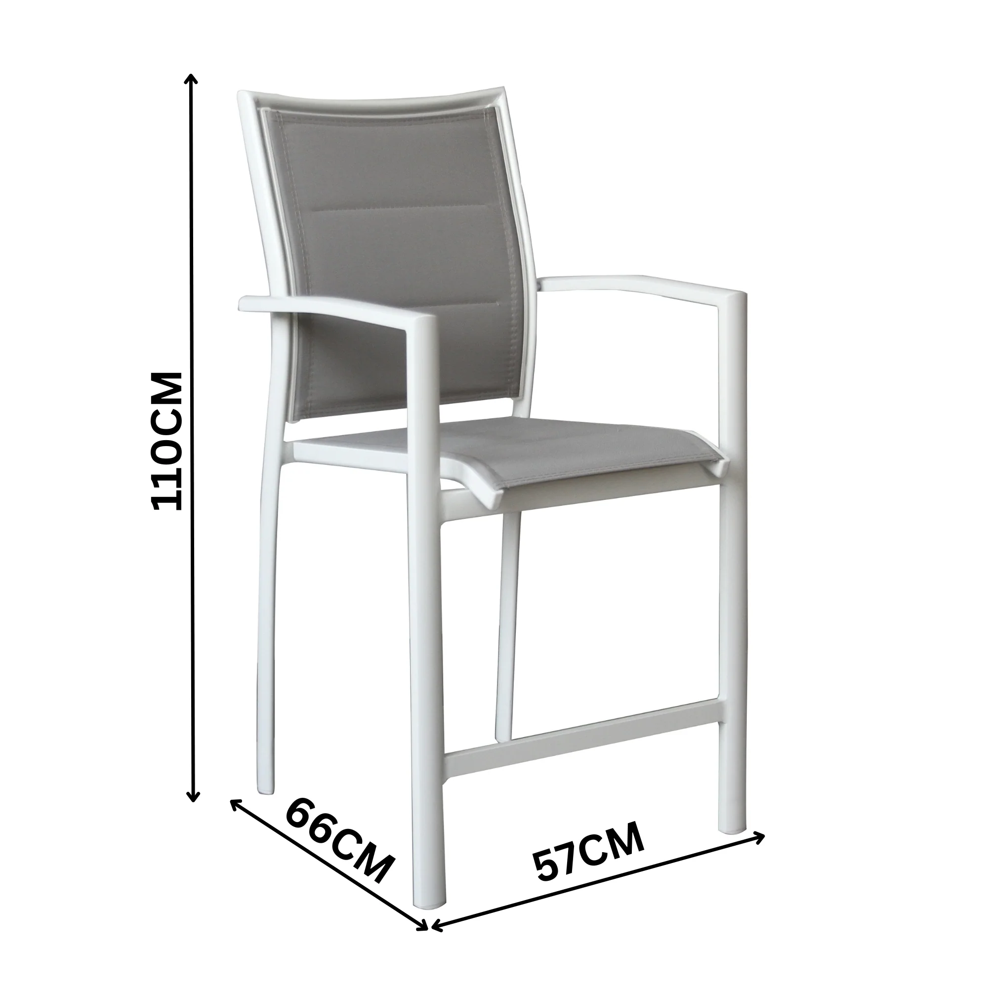 Oro 2pc Set Aluminium Outdoor Dining Bar Chair White - Image 3