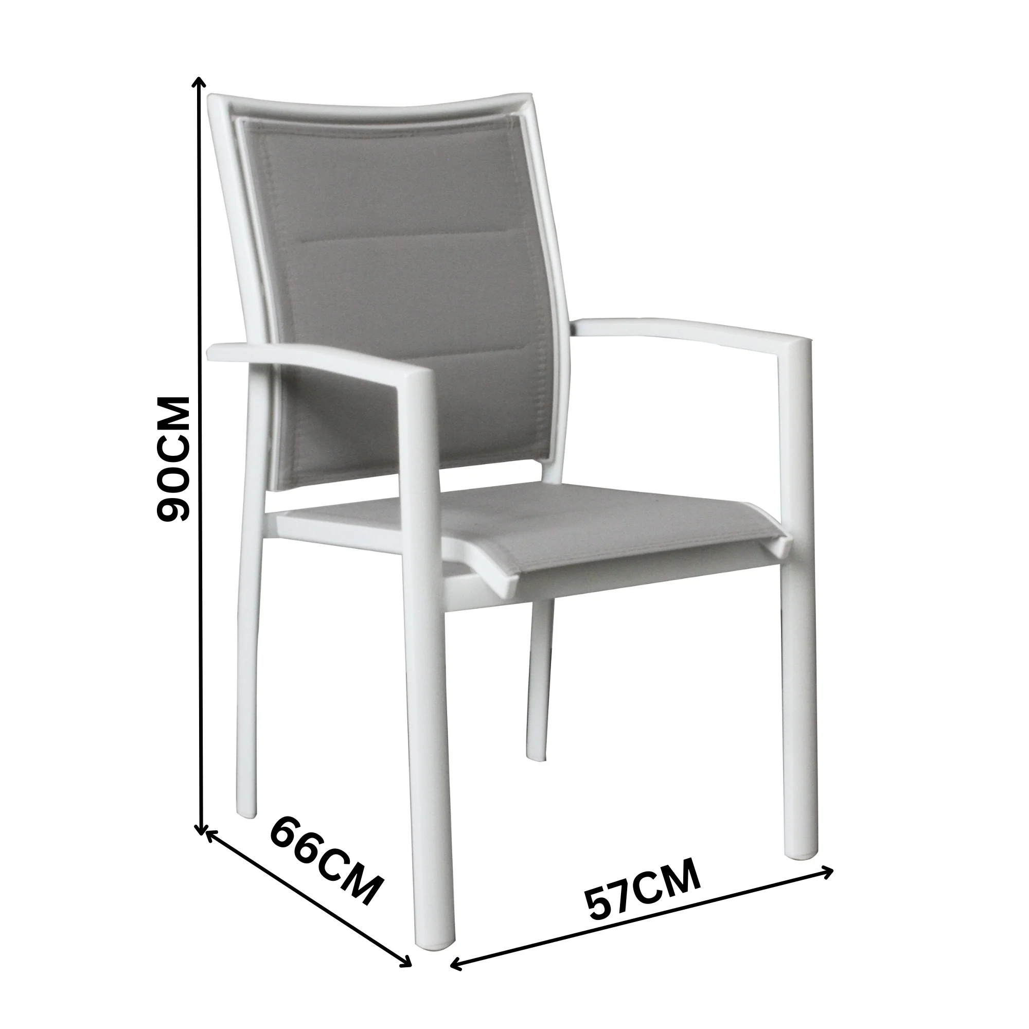 Oro 2pc Set Aluminium Outdoor Dining Chair White - Image 3