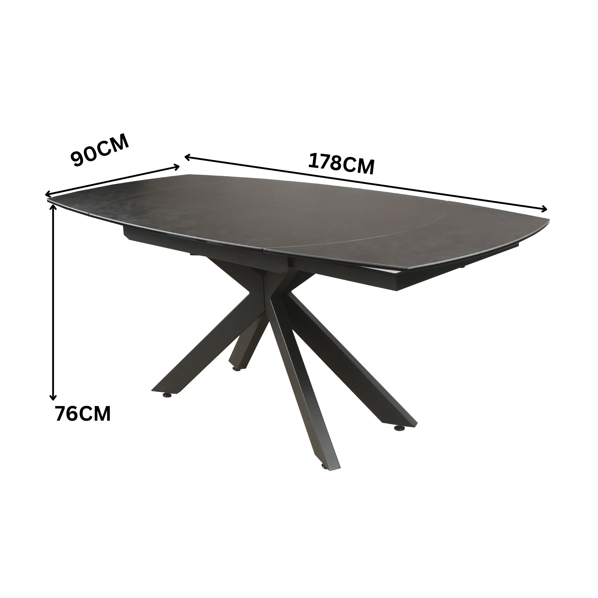 Orren 120-180cm Extendable Dining Table Ceramic Tempered Glass Top Dark Grey - Image 3