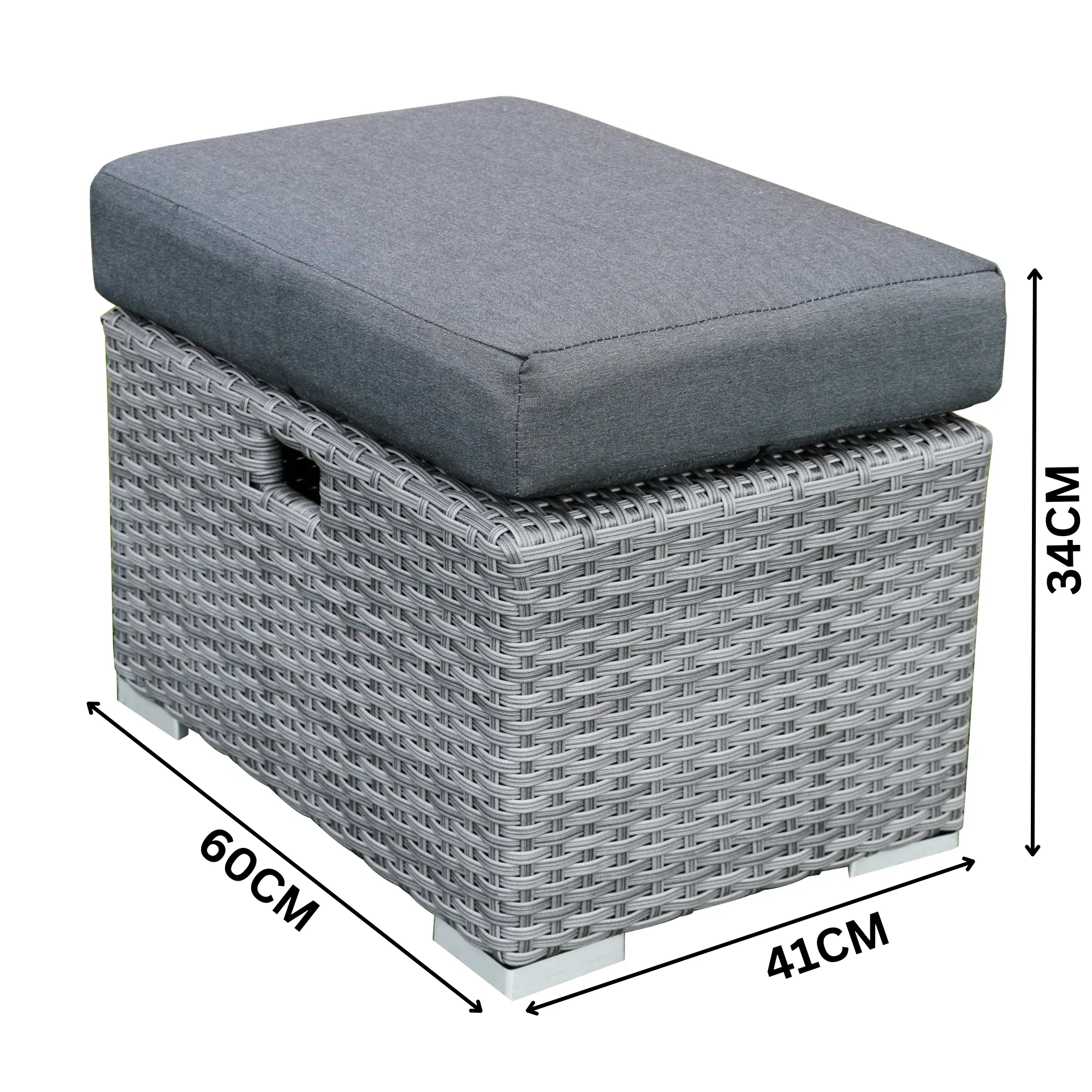 Paolo 5pc Wicker Sofa Lounge Ottoman Side Table Set Dark Grey - Image 5