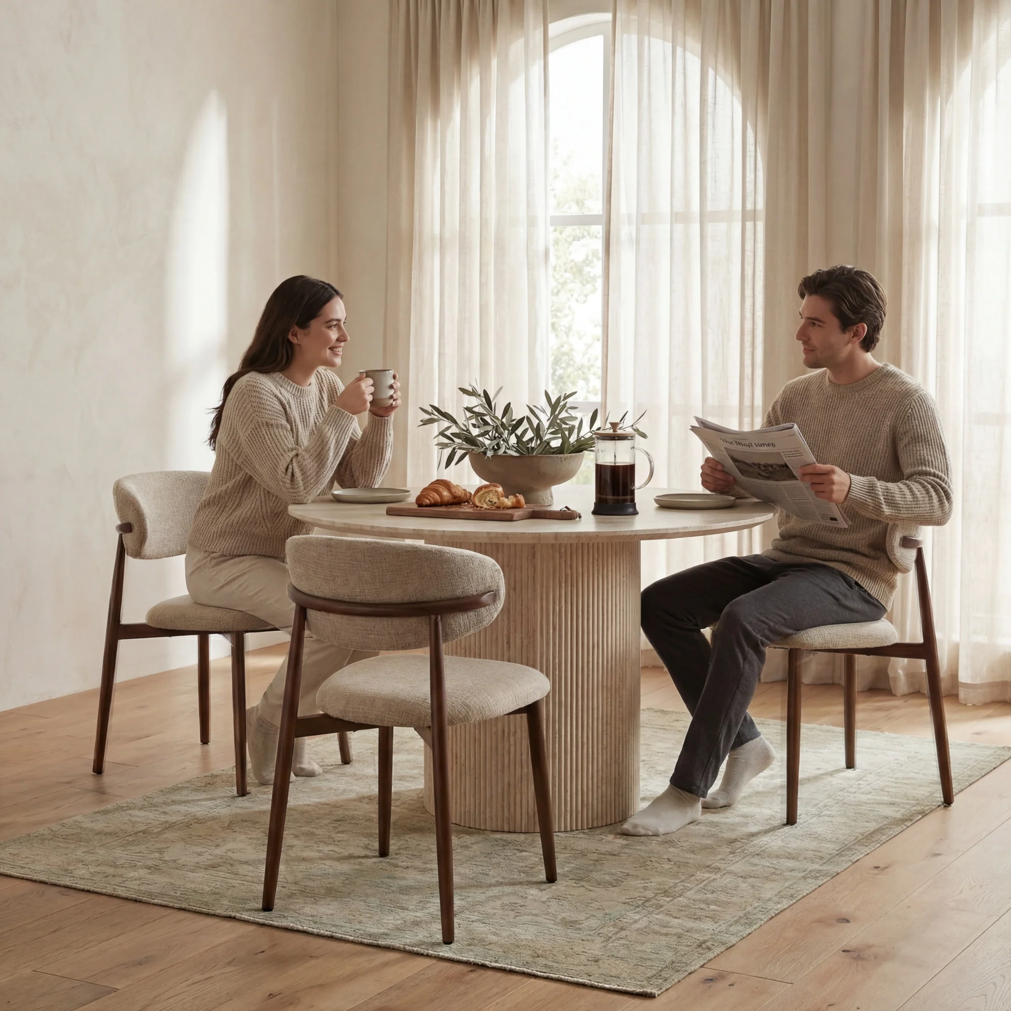 Paula 120cm Round Dining Table Travertine Beige - Image 3