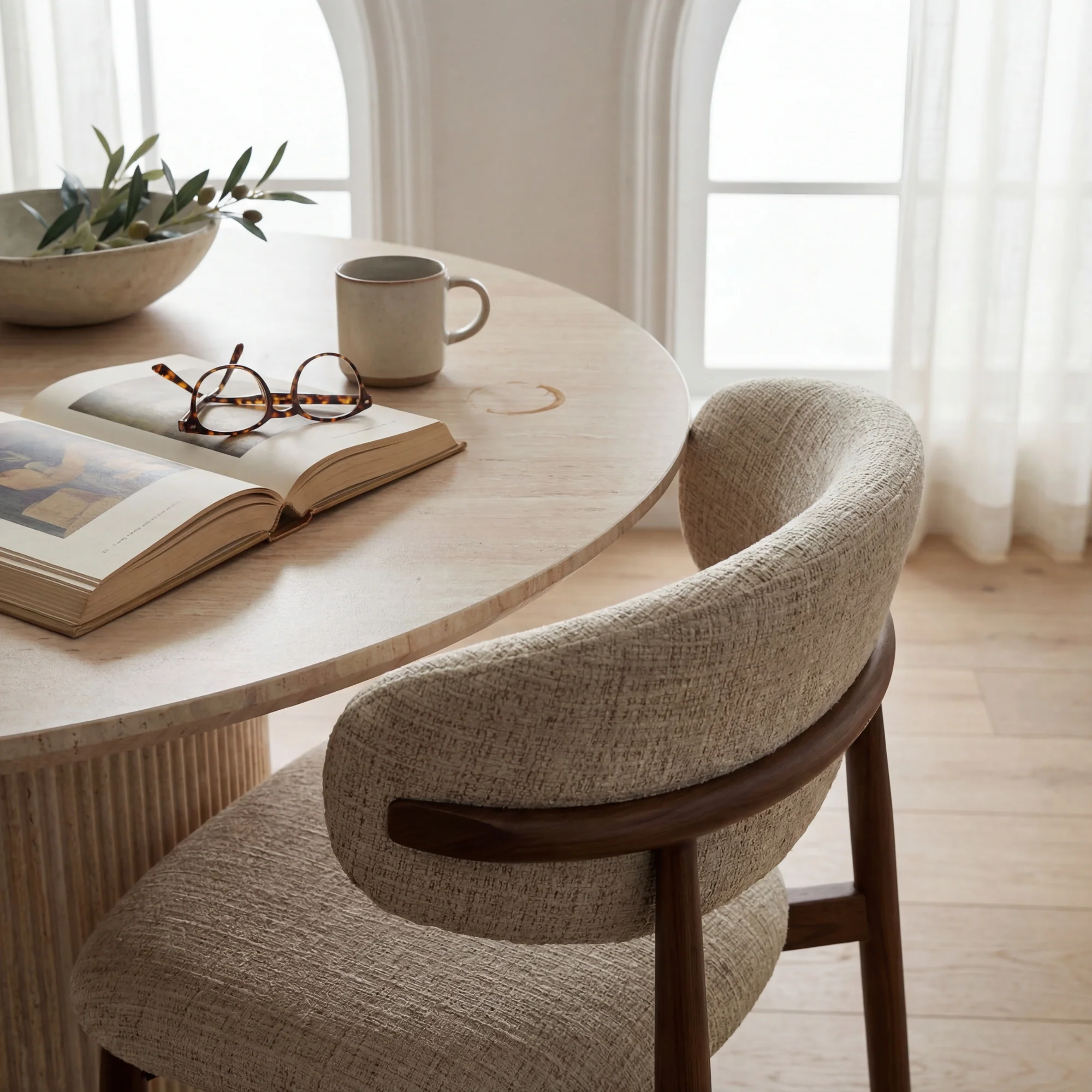 Paula 120cm Round Dining Table Travertine Beige - Image 4