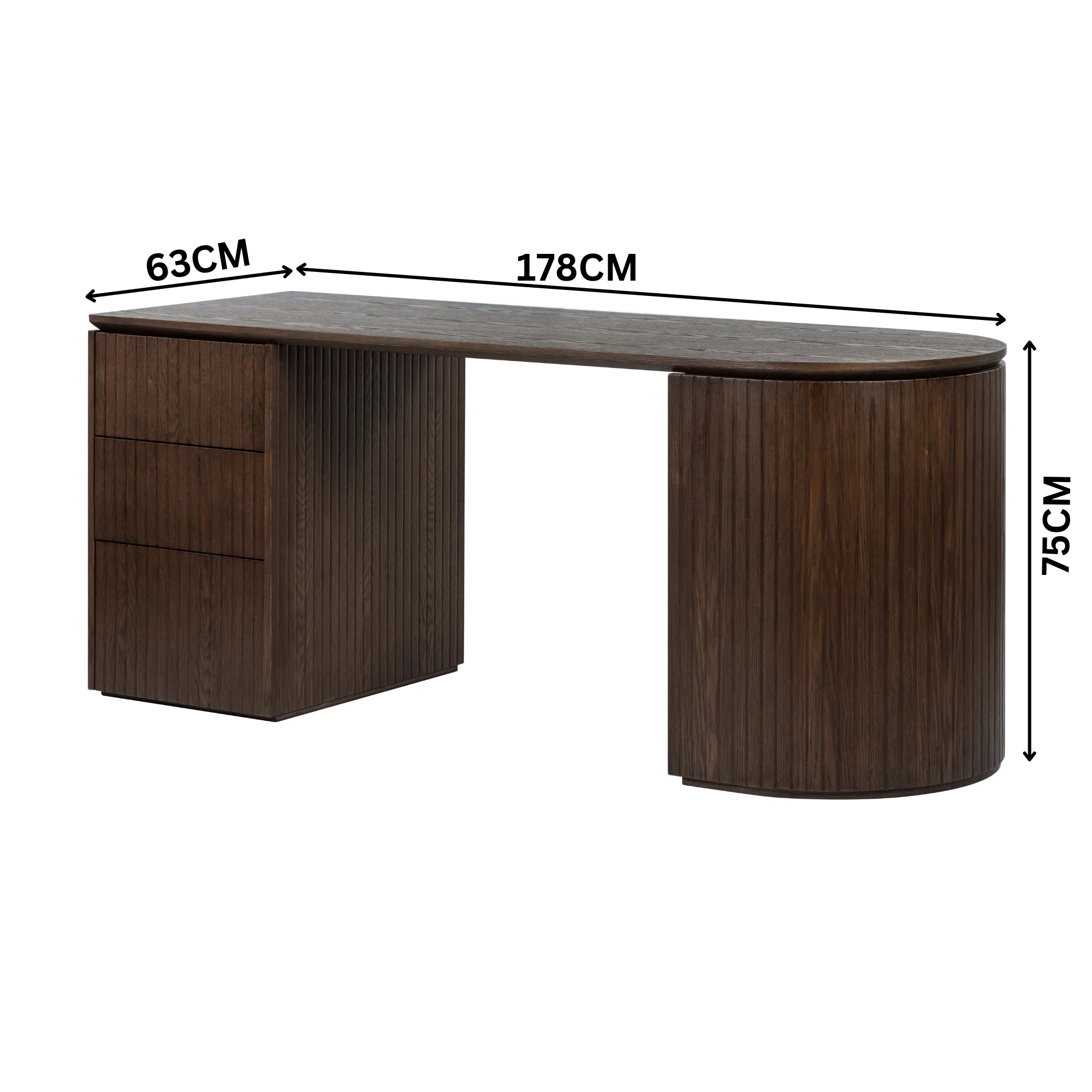 Payton Benjamin Ripple Grand Office Desk LHF Drawer Walnut - Image 3