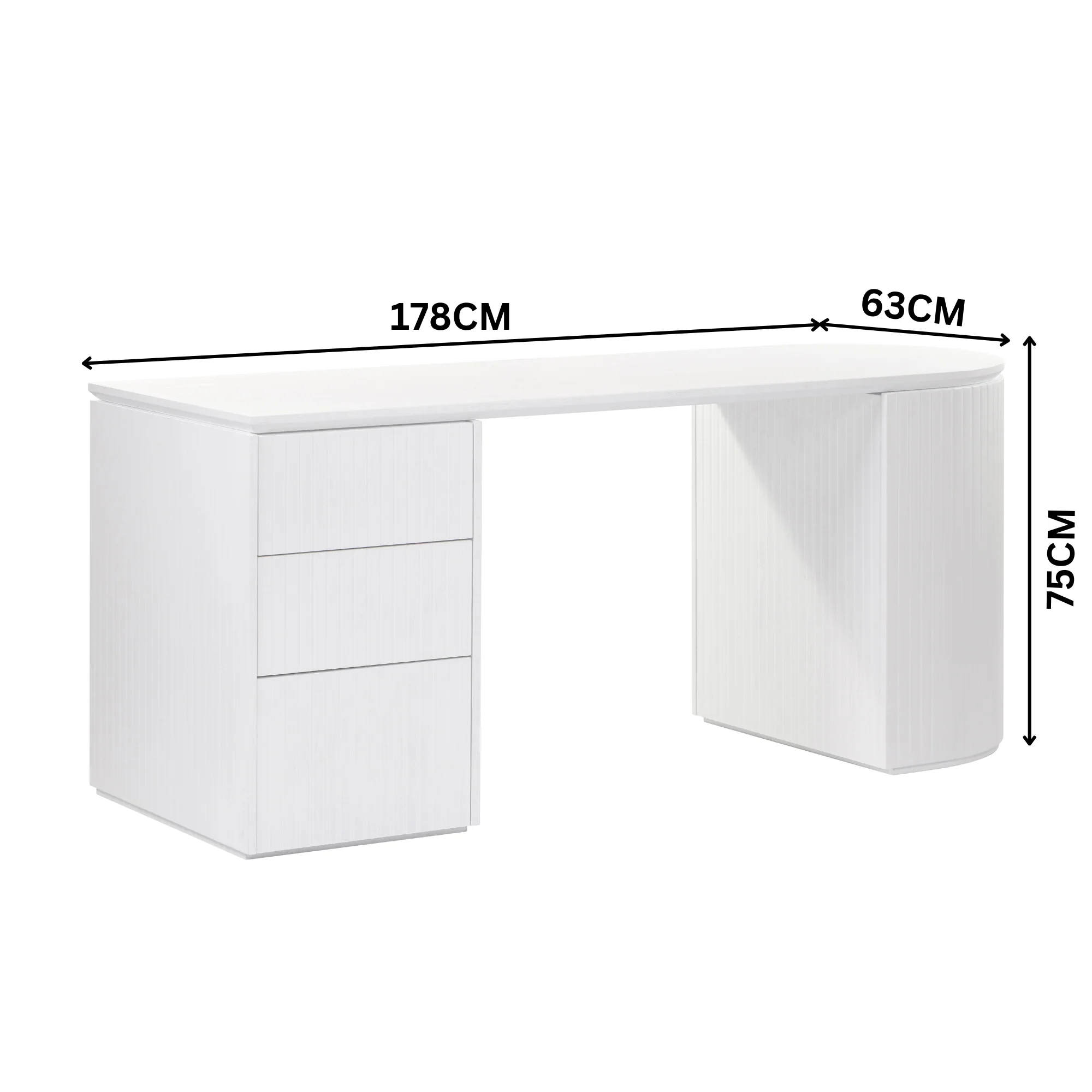 Payton Benjamin Ripple Grand Office Desk LHF Drawer White - Image 3