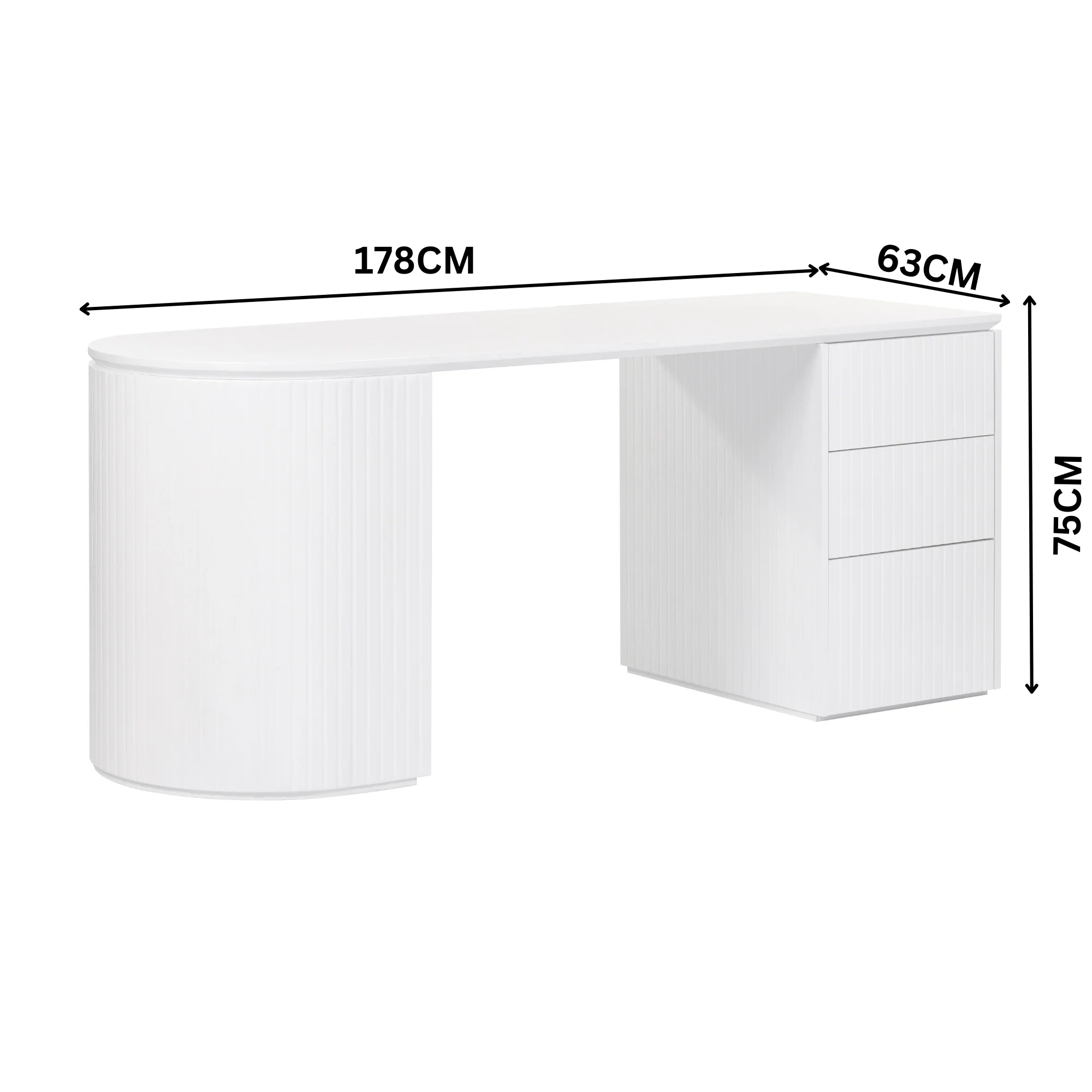 Payton Benjamin Ripple Grand Office Desk RHF Drawer White - Image 3