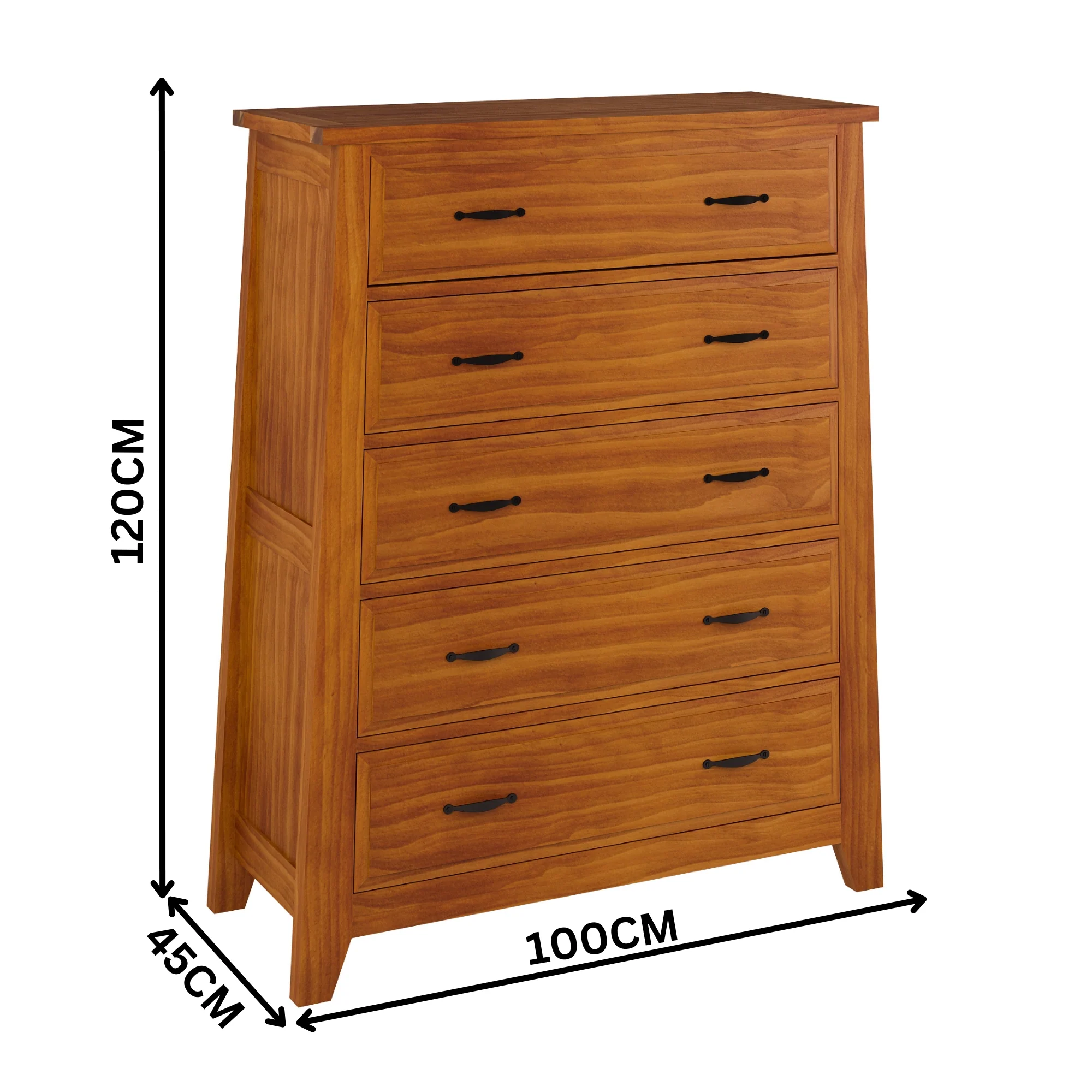 Pine Valley 100cm Tallboy Solid Pine Blackwood Oak - Image 2