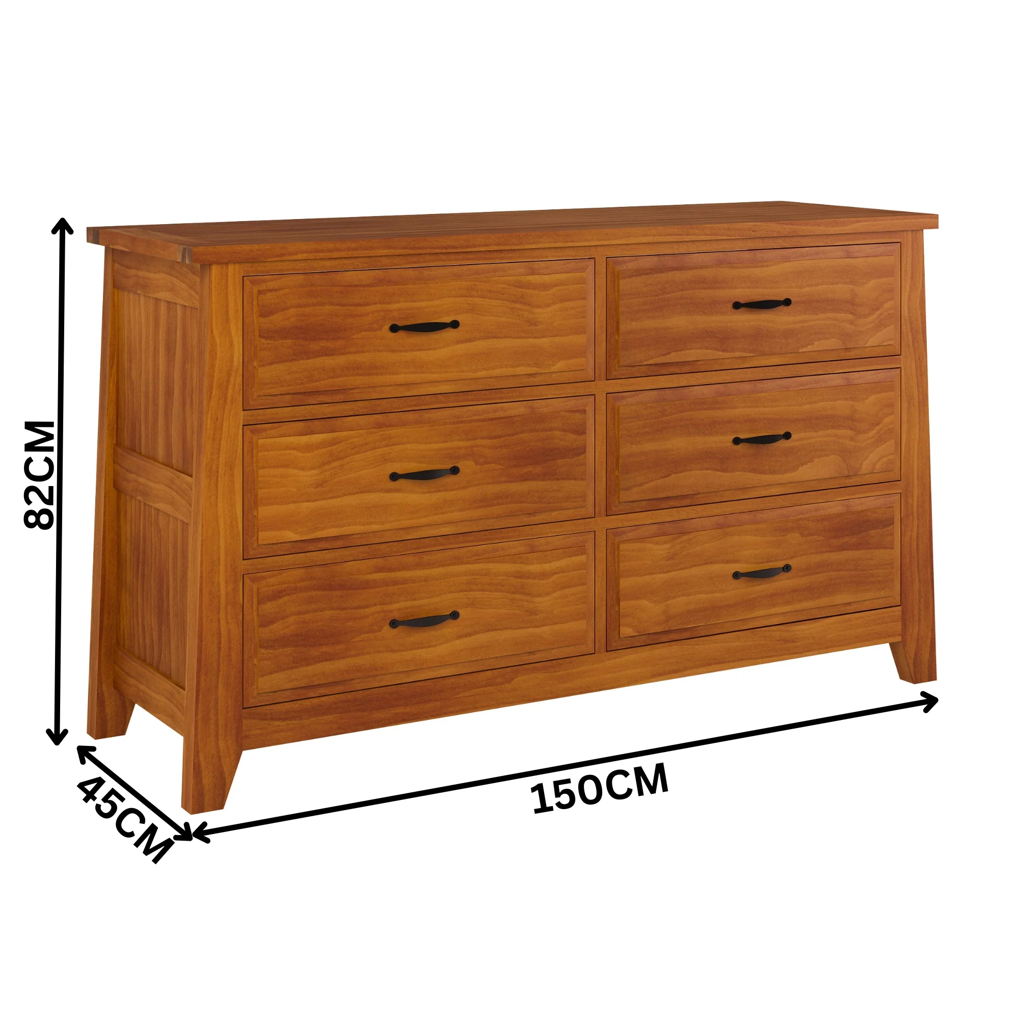 Pine Valley 150cm Dresser Solid Pine Blackwood Oak - Image 2