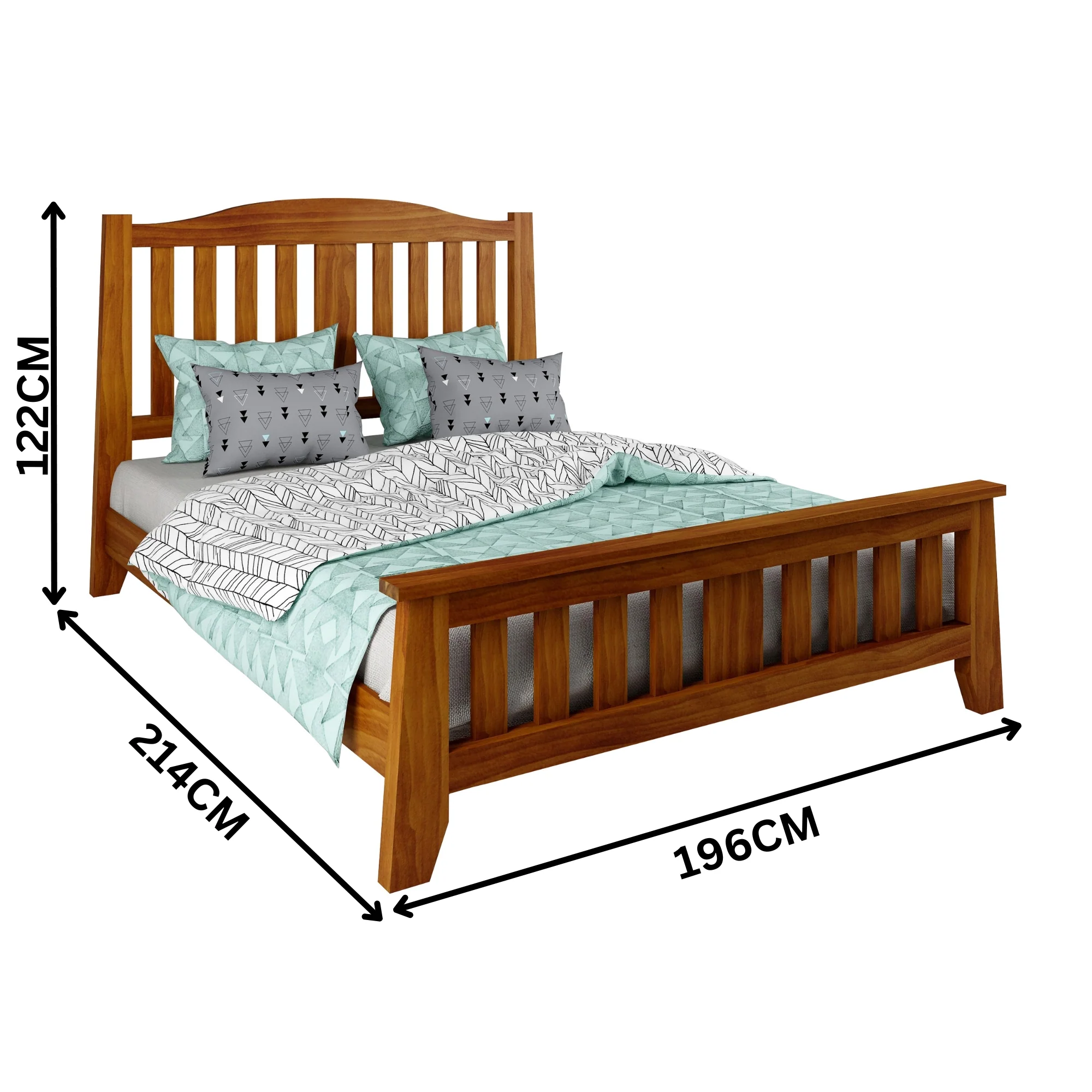 Pine Valley King Bed Frame Solid Pine Blackwood Oak - Image 2