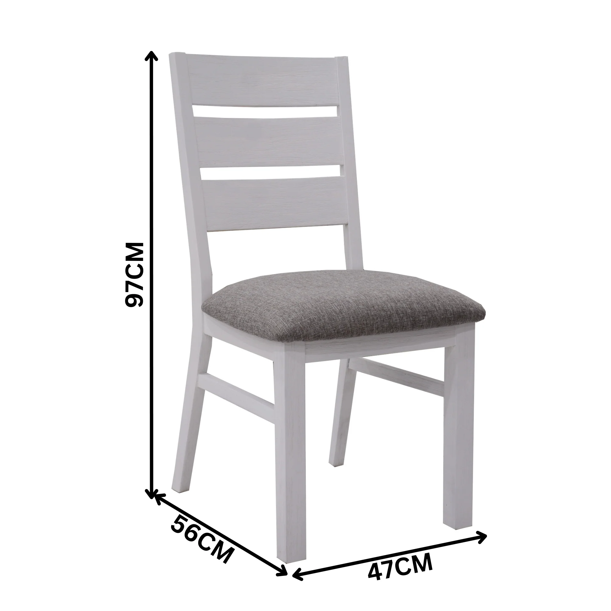 Plumeria 2pc Set Dining Chair Solid Acacia Wood White Brush - Image 2