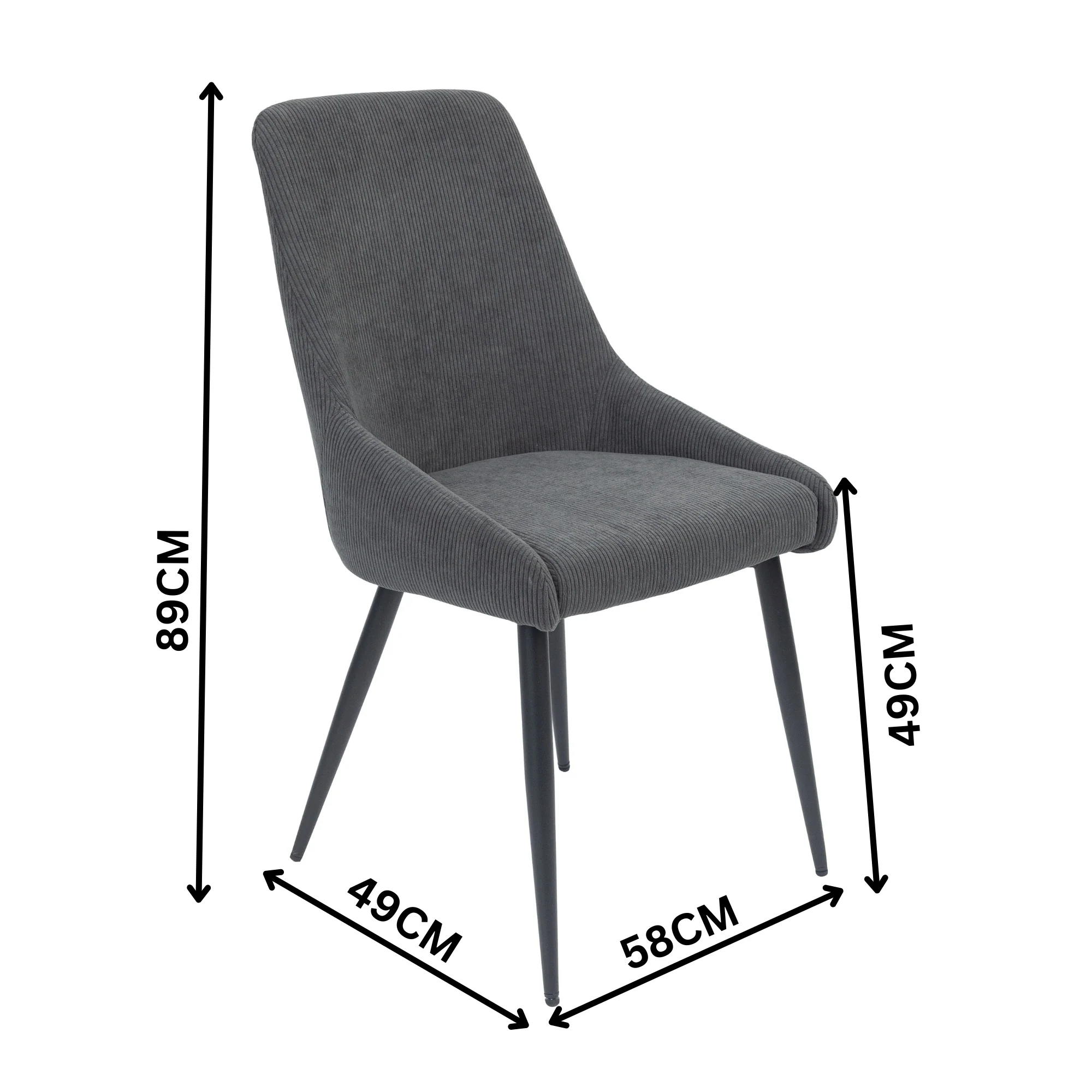 Polska 2pc Set Fabric Dining Chair Grey - Image 3