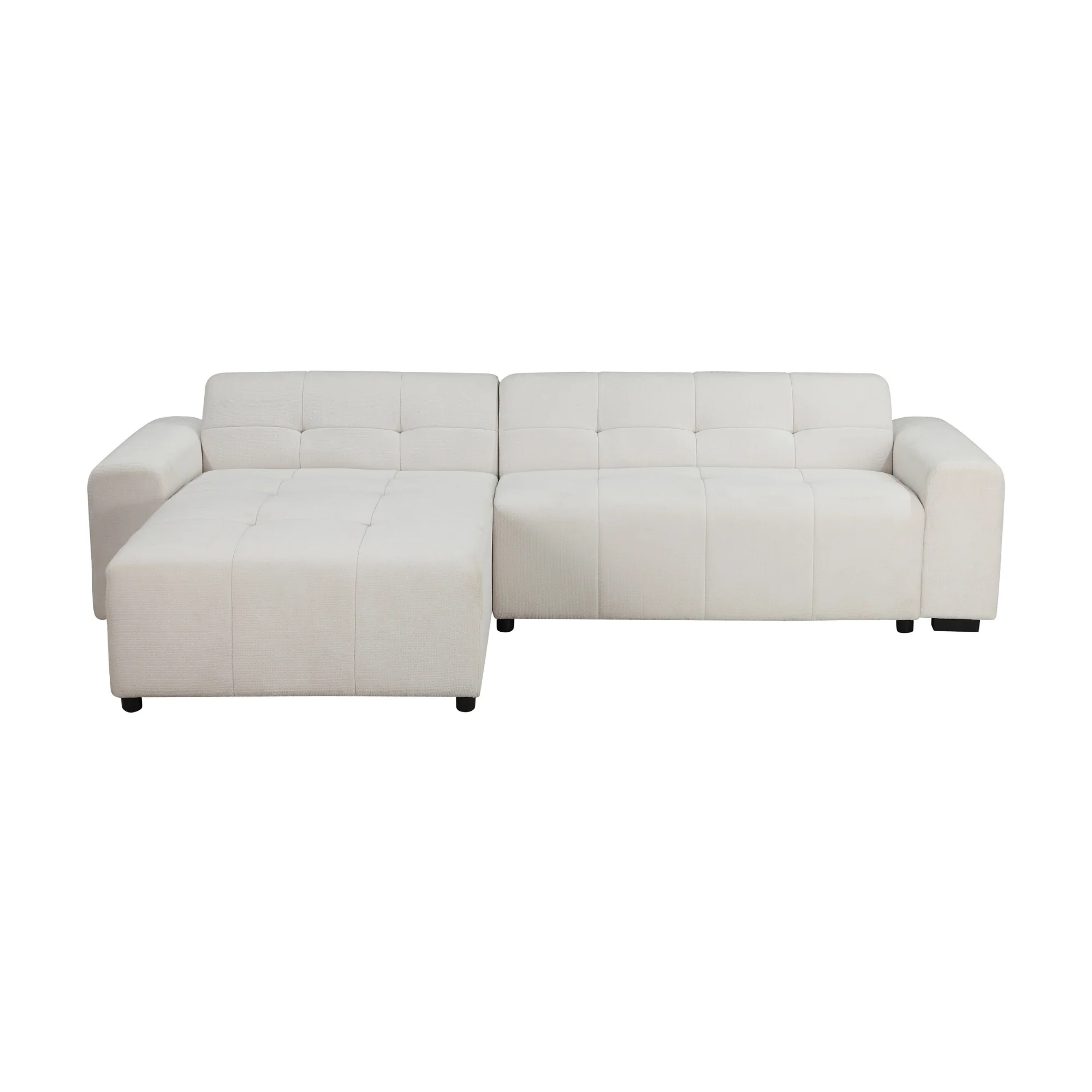 Quinn 4 Seater Upholstered Sofa with Reversible Chaise Beige - Image 3