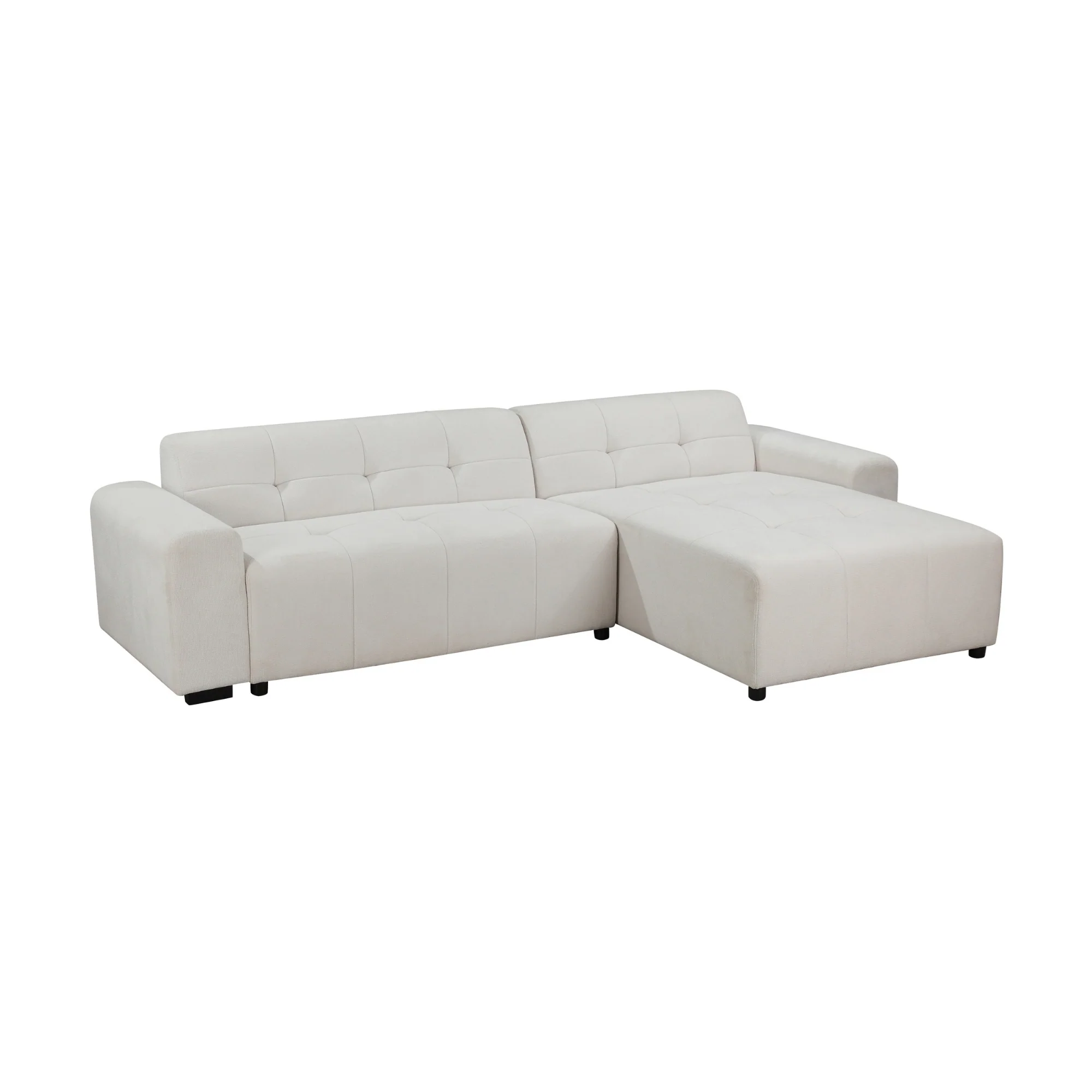 Quinn 4 Seater Upholstered Sofa with Reversible Chaise Beige - Image 4
