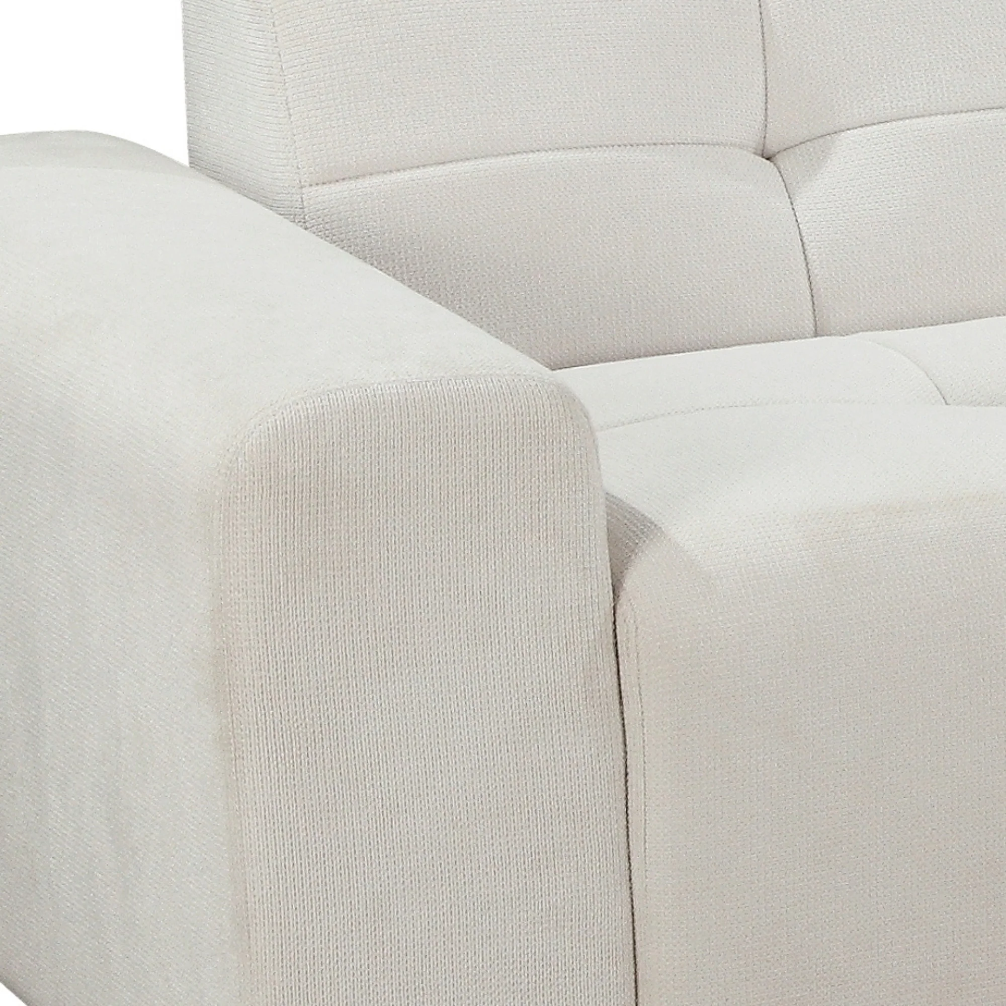 Quinn 4 Seater Upholstered Sofa with Reversible Chaise Beige - Image 6