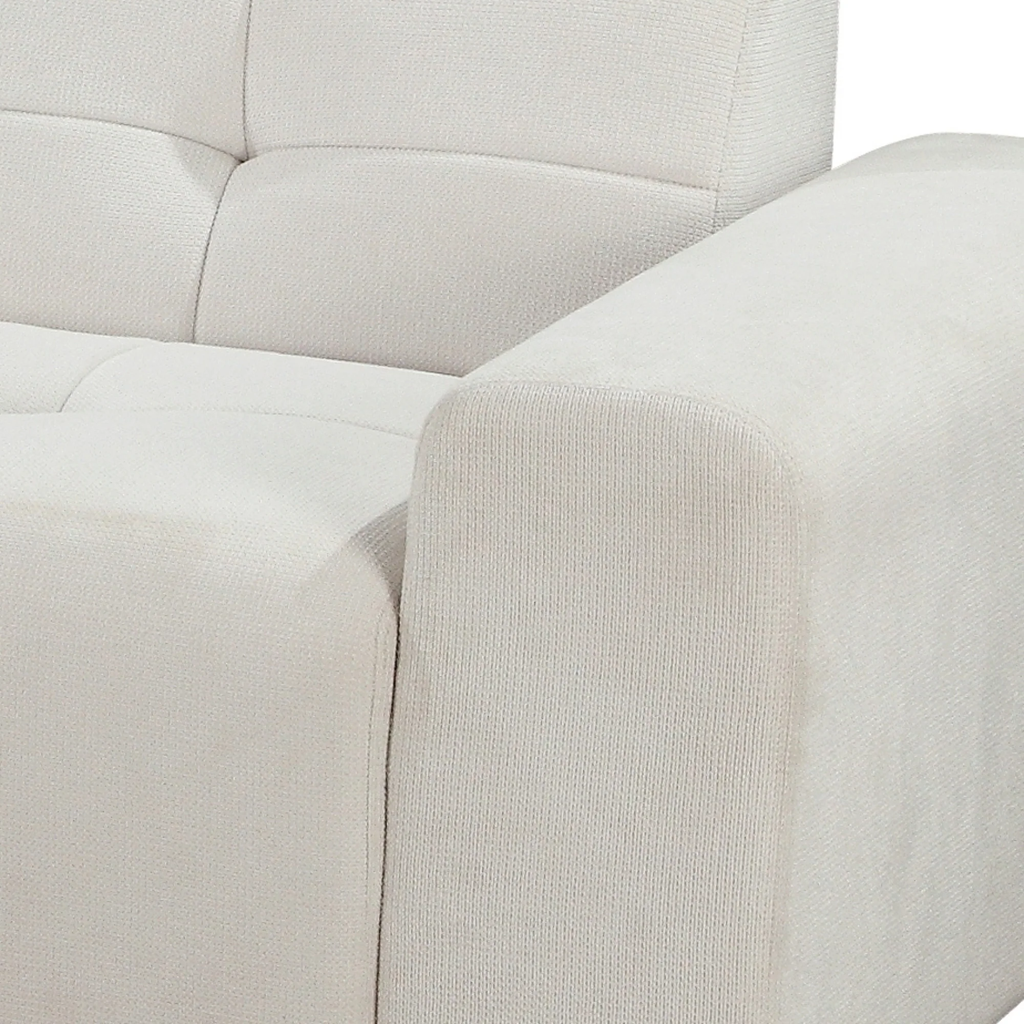 Quinn 4 Seater Upholstered Sofa with Reversible Chaise Beige - Image 7