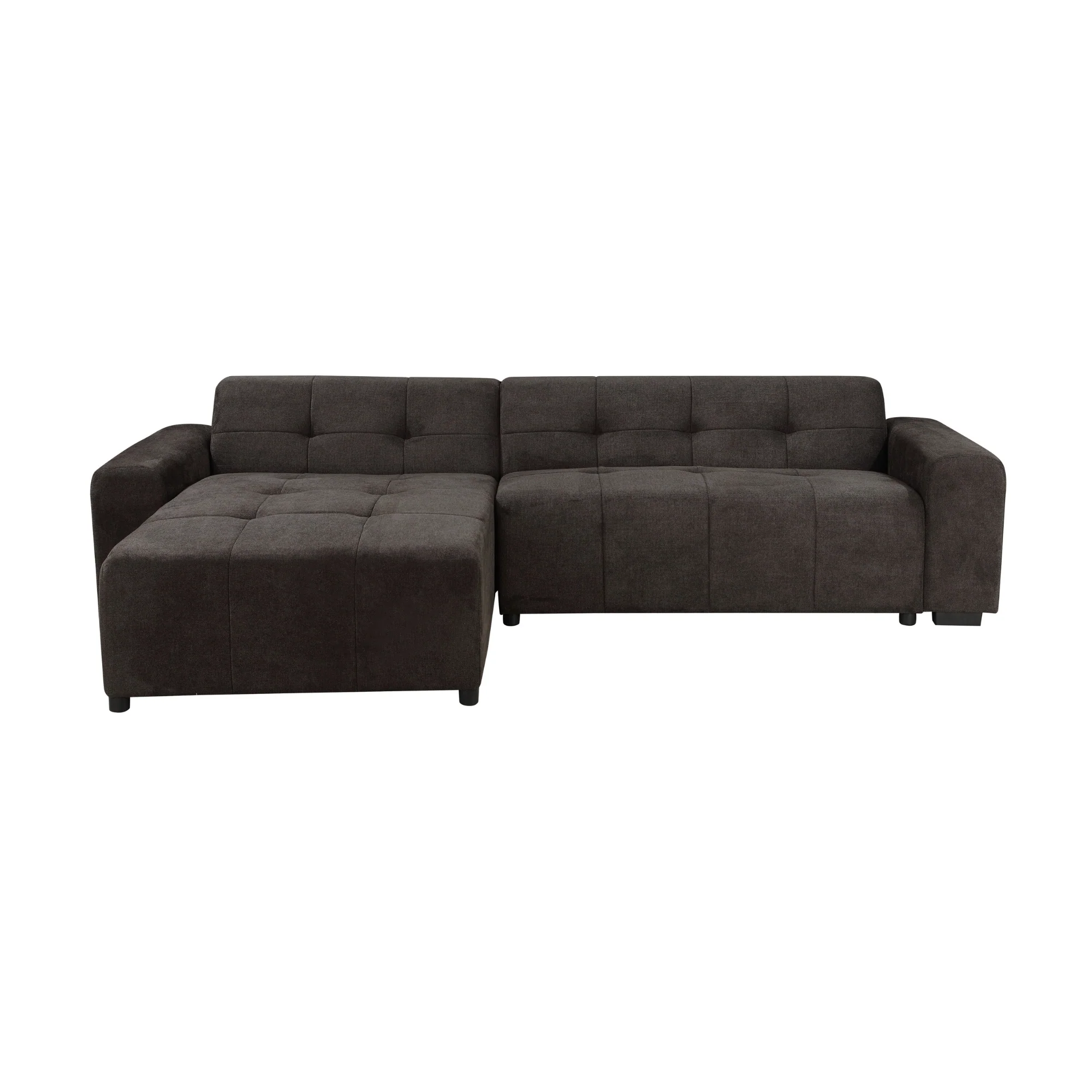 Quinn 4 Seater Upholstered Sofa with Reversible Chaise Black - Image 3