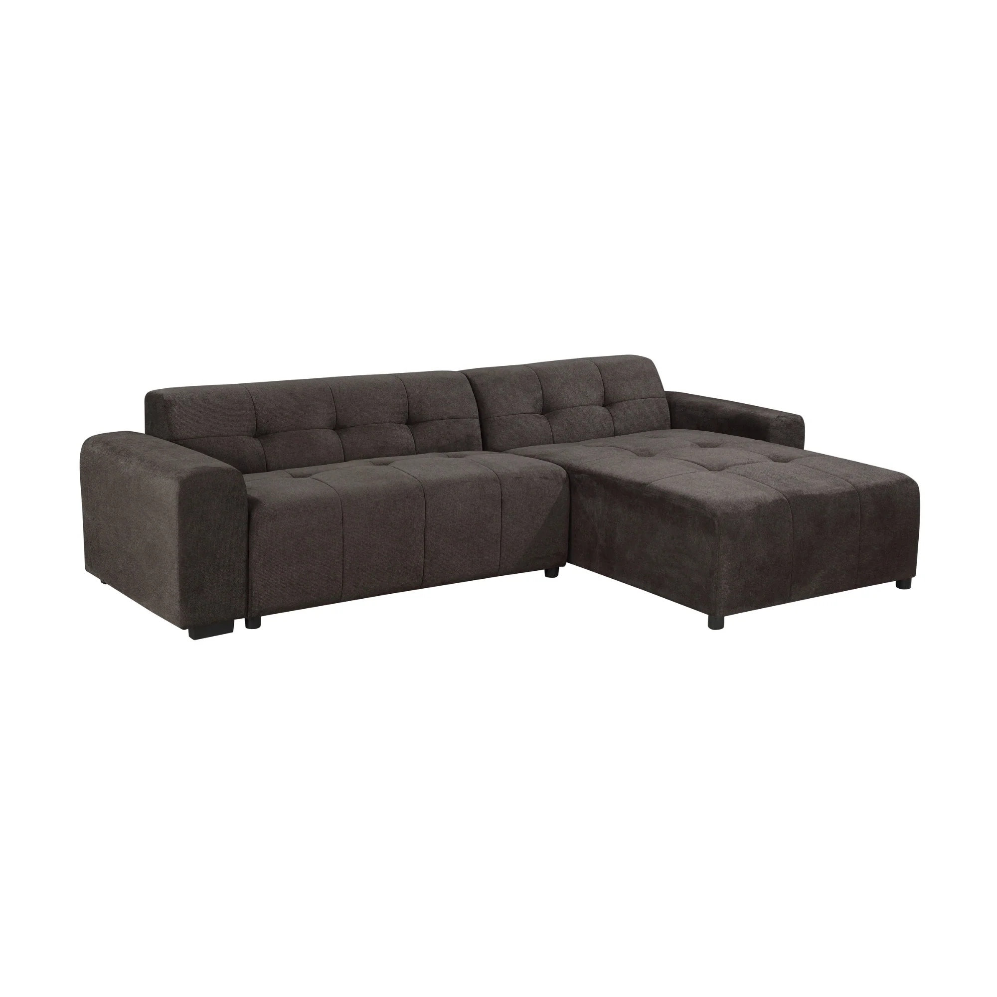 Quinn 4 Seater Upholstered Sofa with Reversible Chaise Black - Image 4