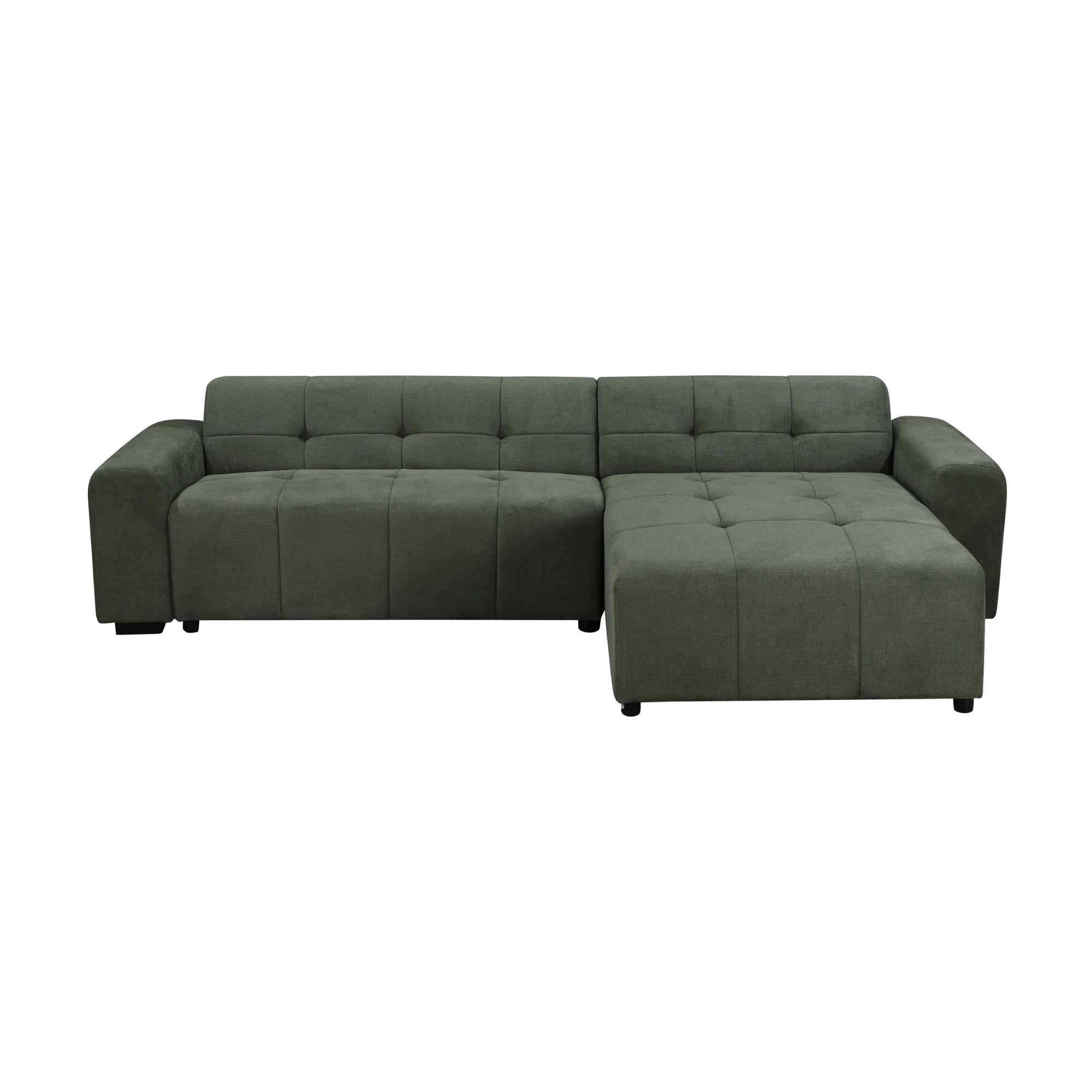 Quinn 4 Seater Upholstered Sofa with Reversible Chaise Green - Image 3