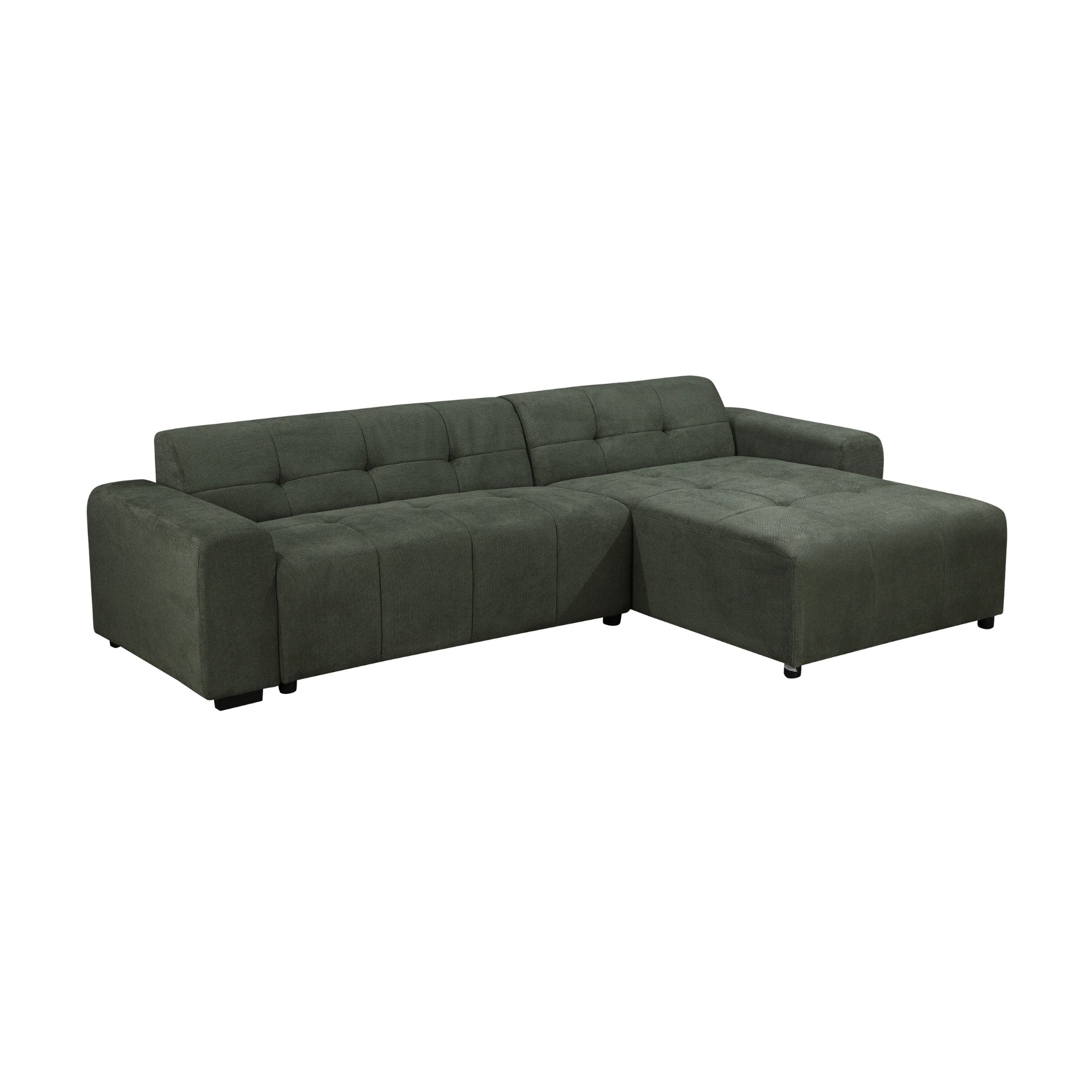 Quinn 4 Seater Upholstered Sofa with Reversible Chaise Green - Image 4