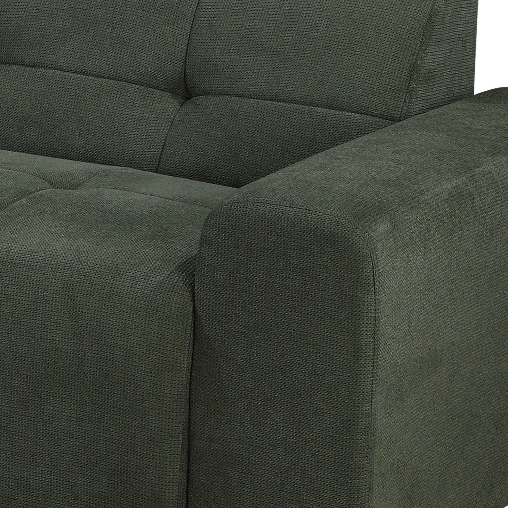 Quinn 4 Seater Upholstered Sofa with Reversible Chaise Green - Image 6