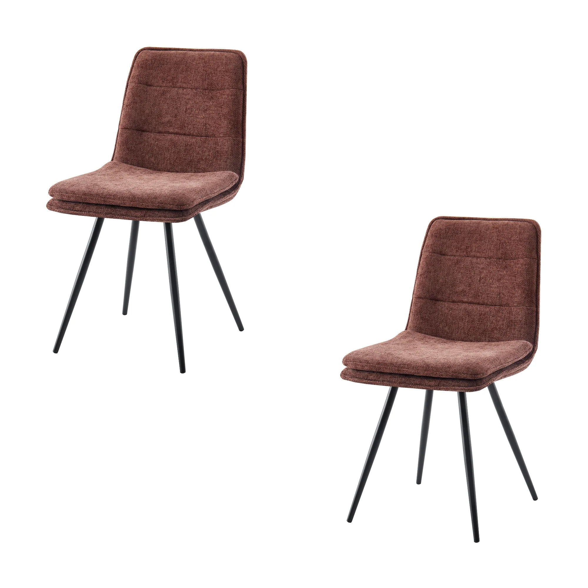 Rafelle 7pc Dining Table Set Sintered Stone Top 6 Fabric Brown Chair - Image 4